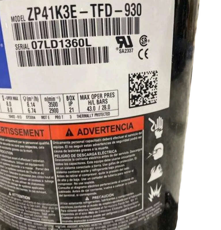 ZP41K3ETFD930 Genuine Copeland Scroll Compressor