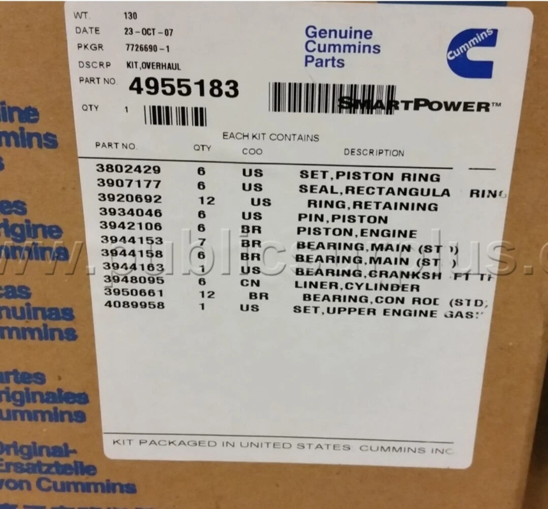 4955183 Genuine Cummins Overhaul Kit