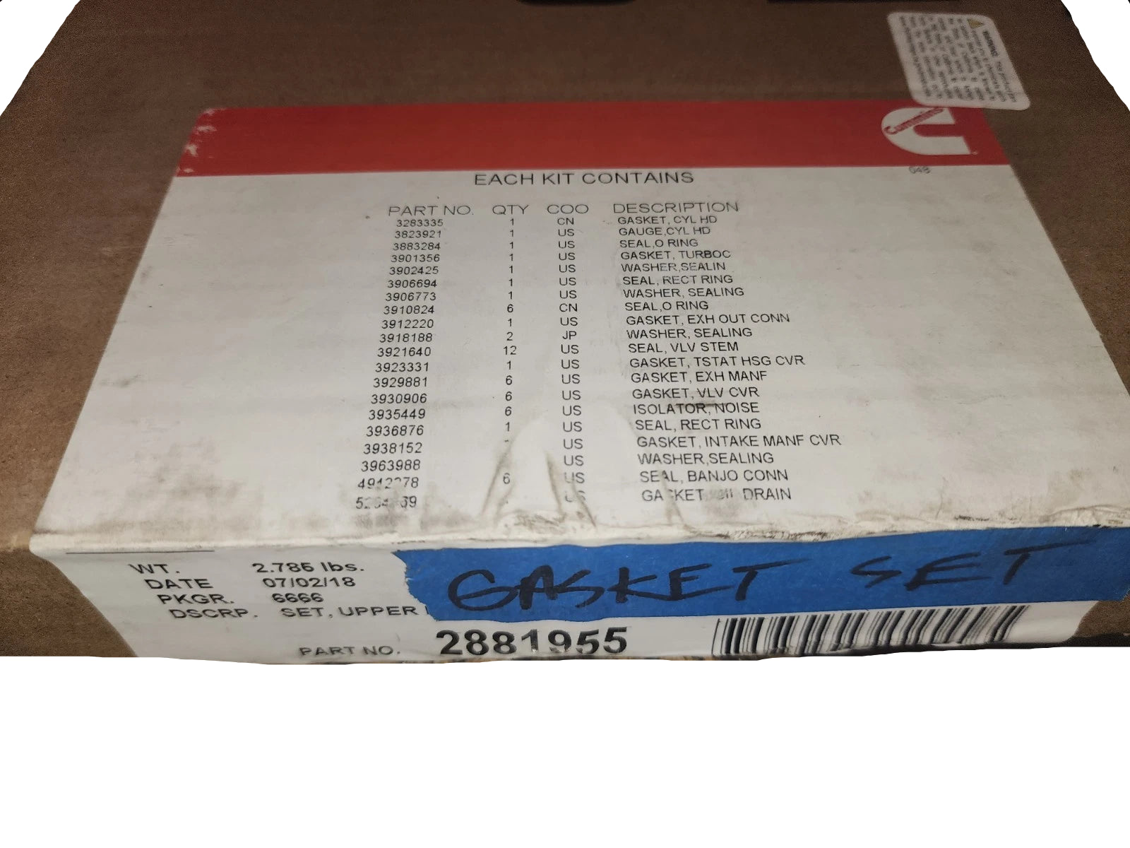 2881955 Genuine Cummins Upper Engine Gasket Set