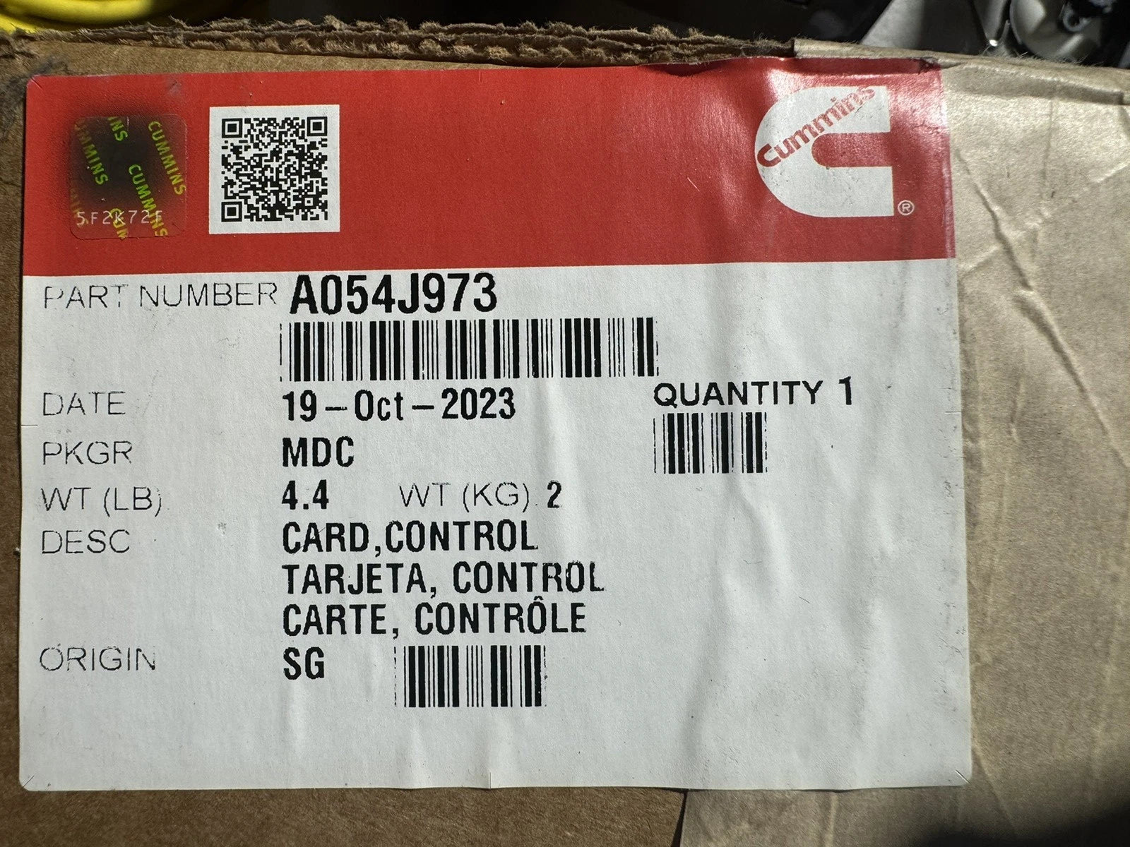 A054J973 Cummins Control Card