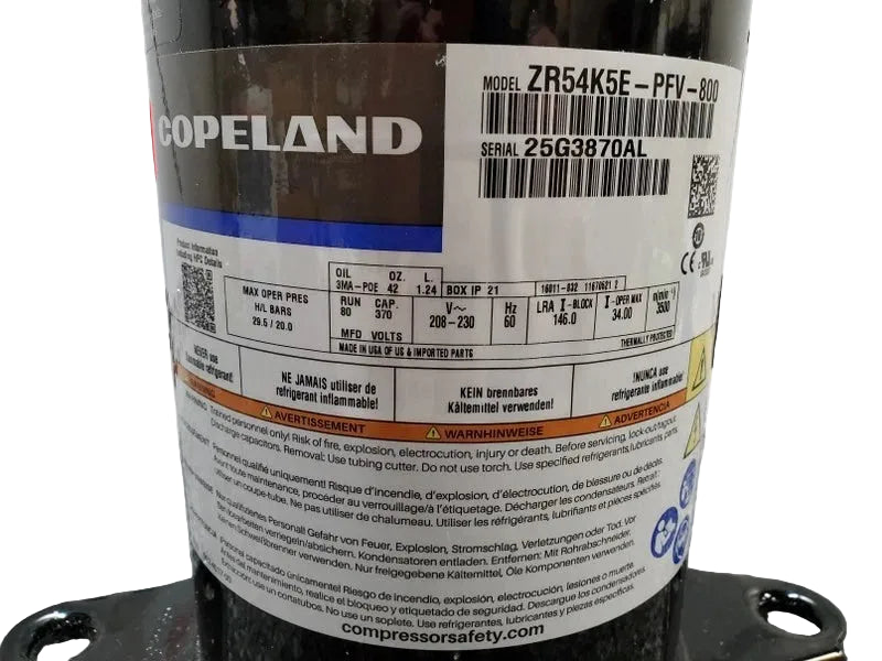 ZR54K5EPFV800 Genuine Copeland Scroll Compressor