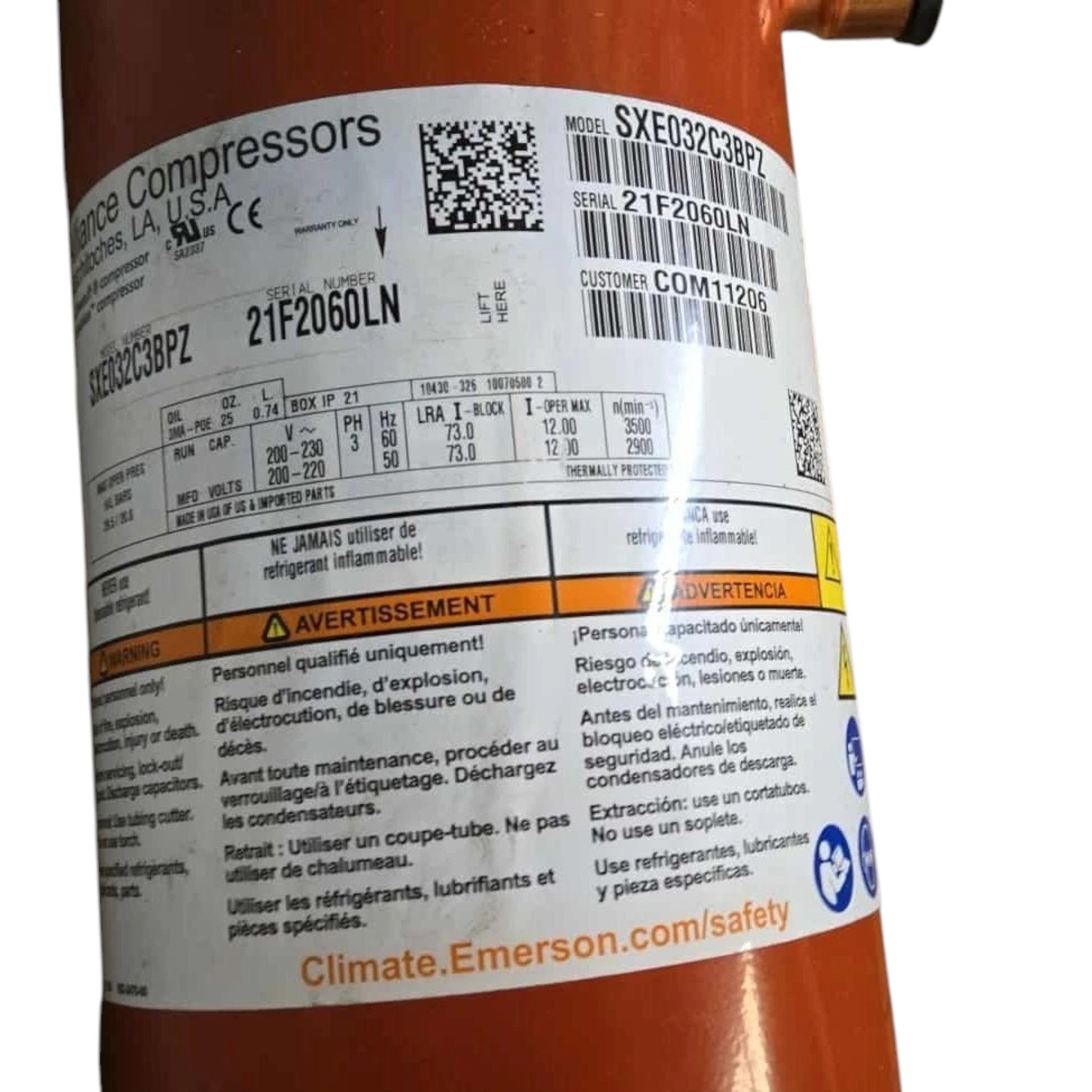 SXE032C3BPZ Alliance Scroll Compressor