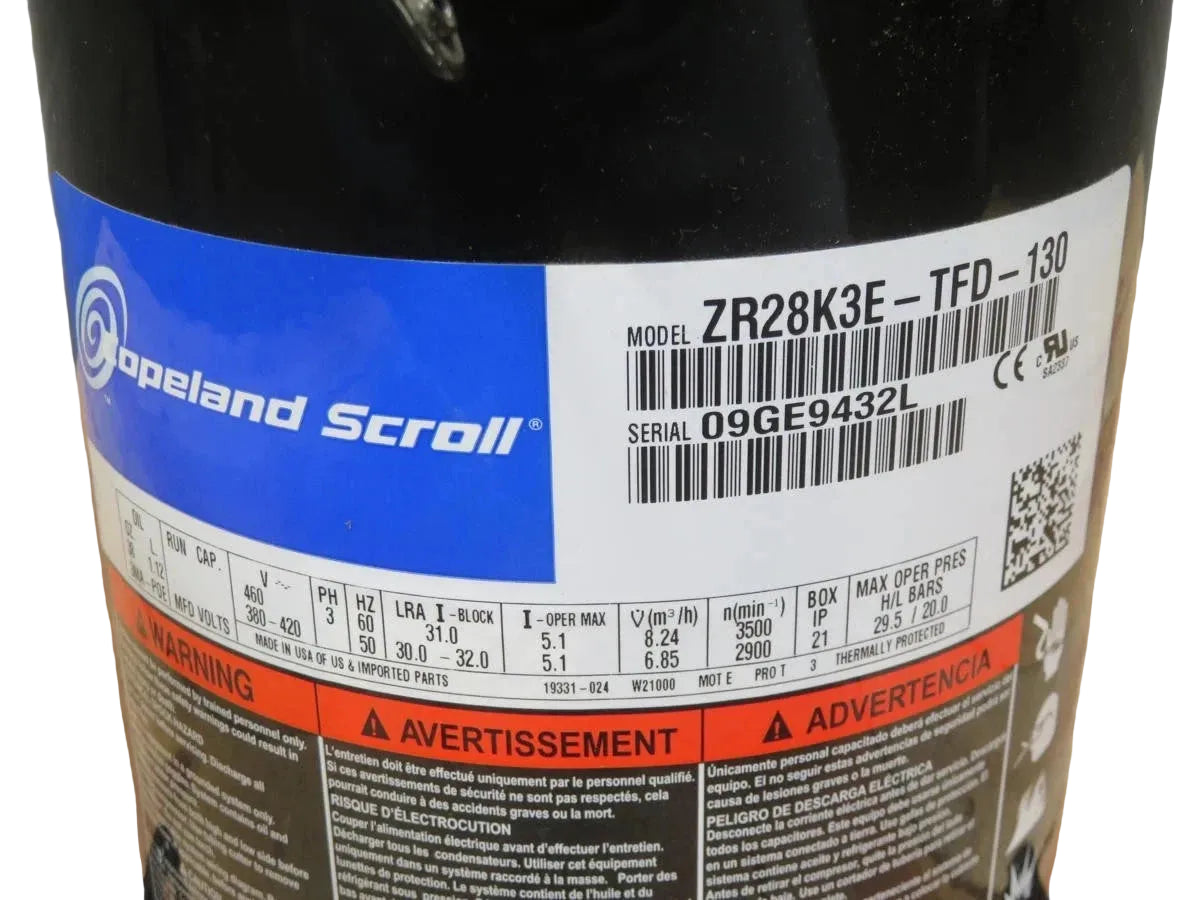 ZR28K3ETFD130 Genuine Copeland Scroll Compressor 460V