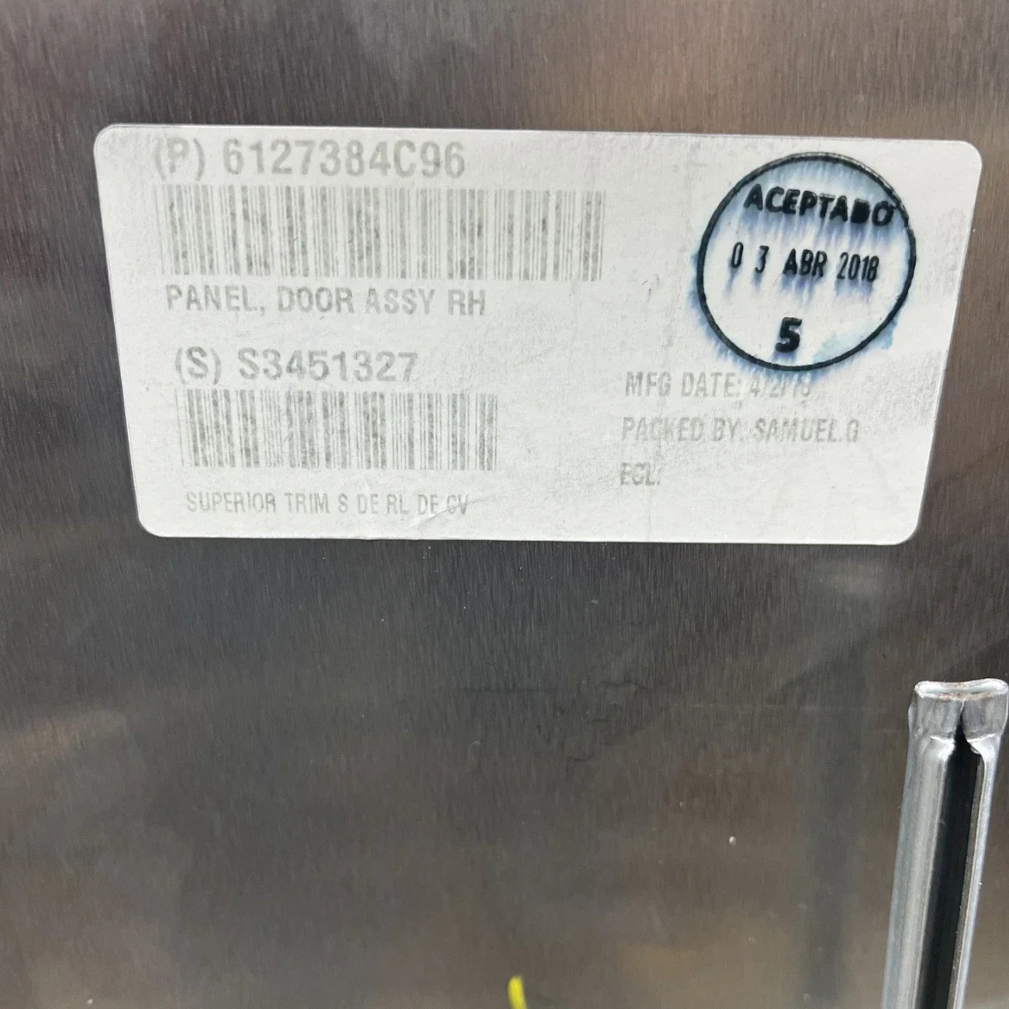 6127384C91 International Panel, Door Assembly Right Hand