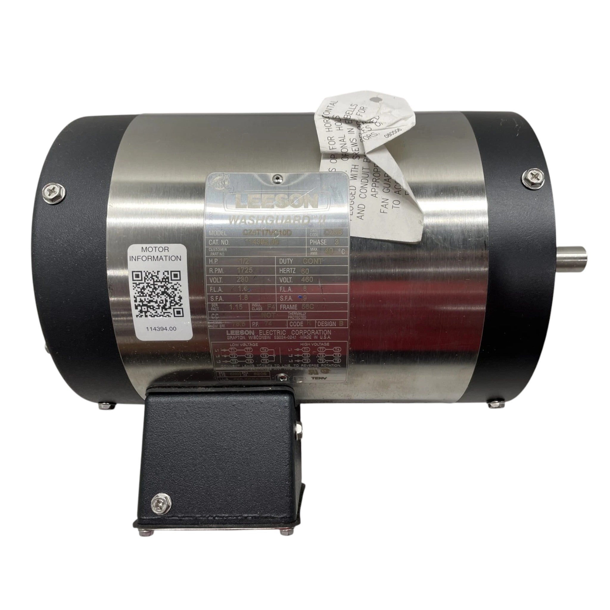 114394.00 Leeson General Purpose Washdown Duty Motor