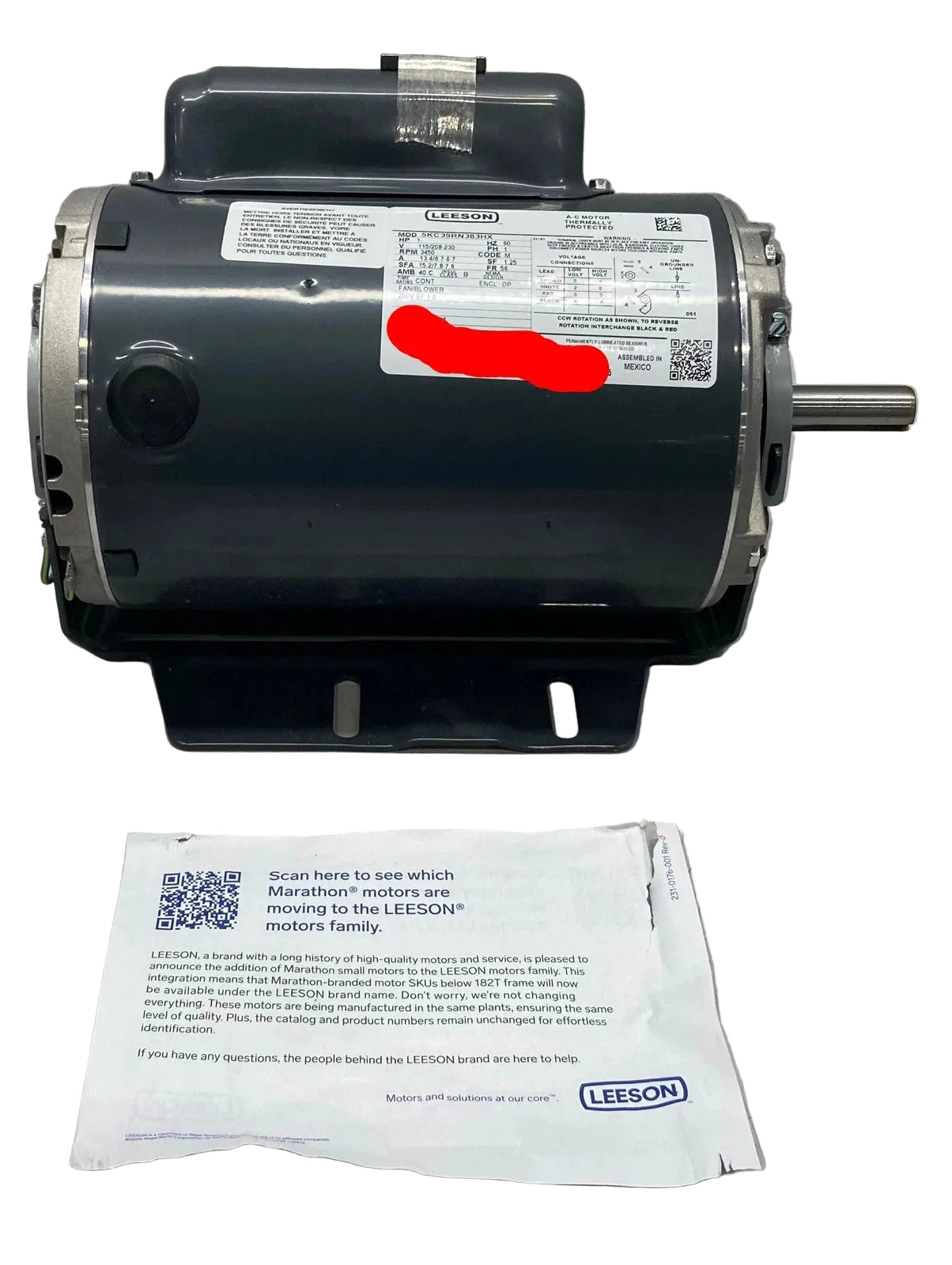 5KC39RN383HX Genuine Leeson General Purpose Motor 115/208-230V