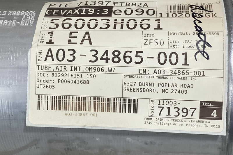 A03-34865-001 Genuine Freightliner Air Intake Tube