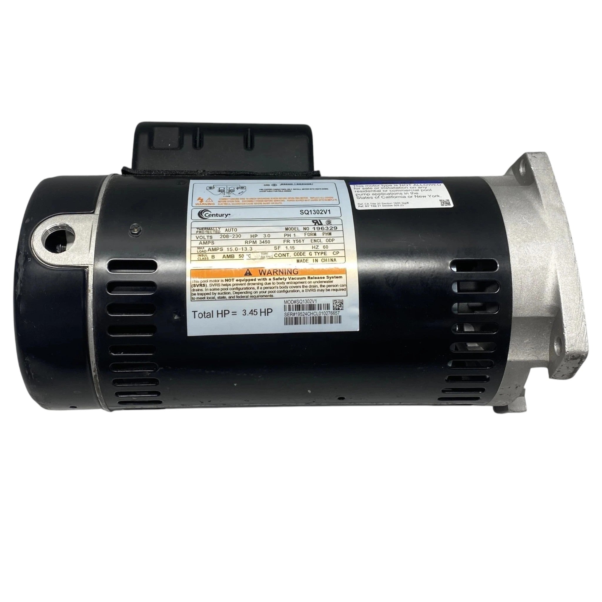 SQ1302V1 Century Square Flange Motor 208-230V