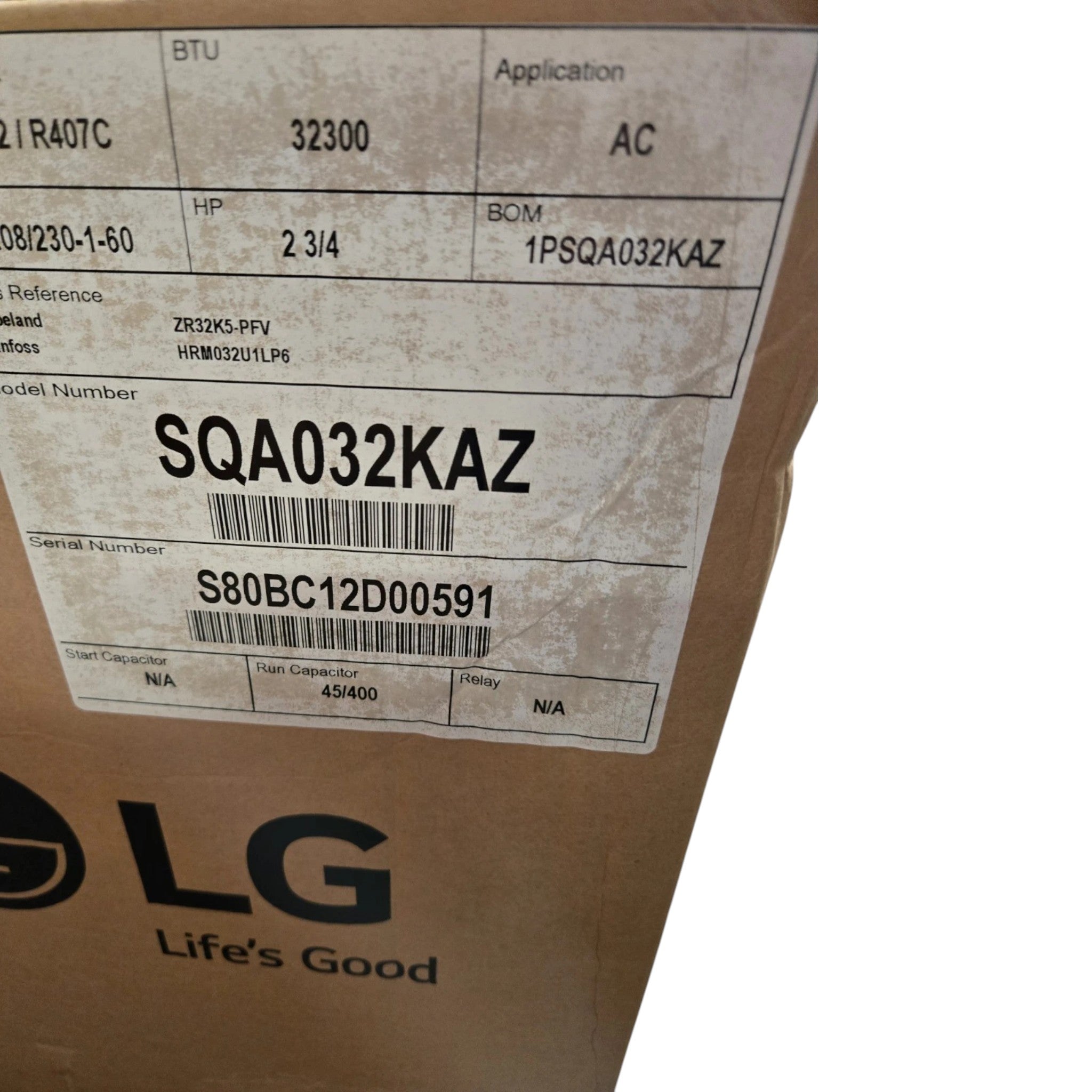 SQA032KAZ Genuine LG Scroll Compressor