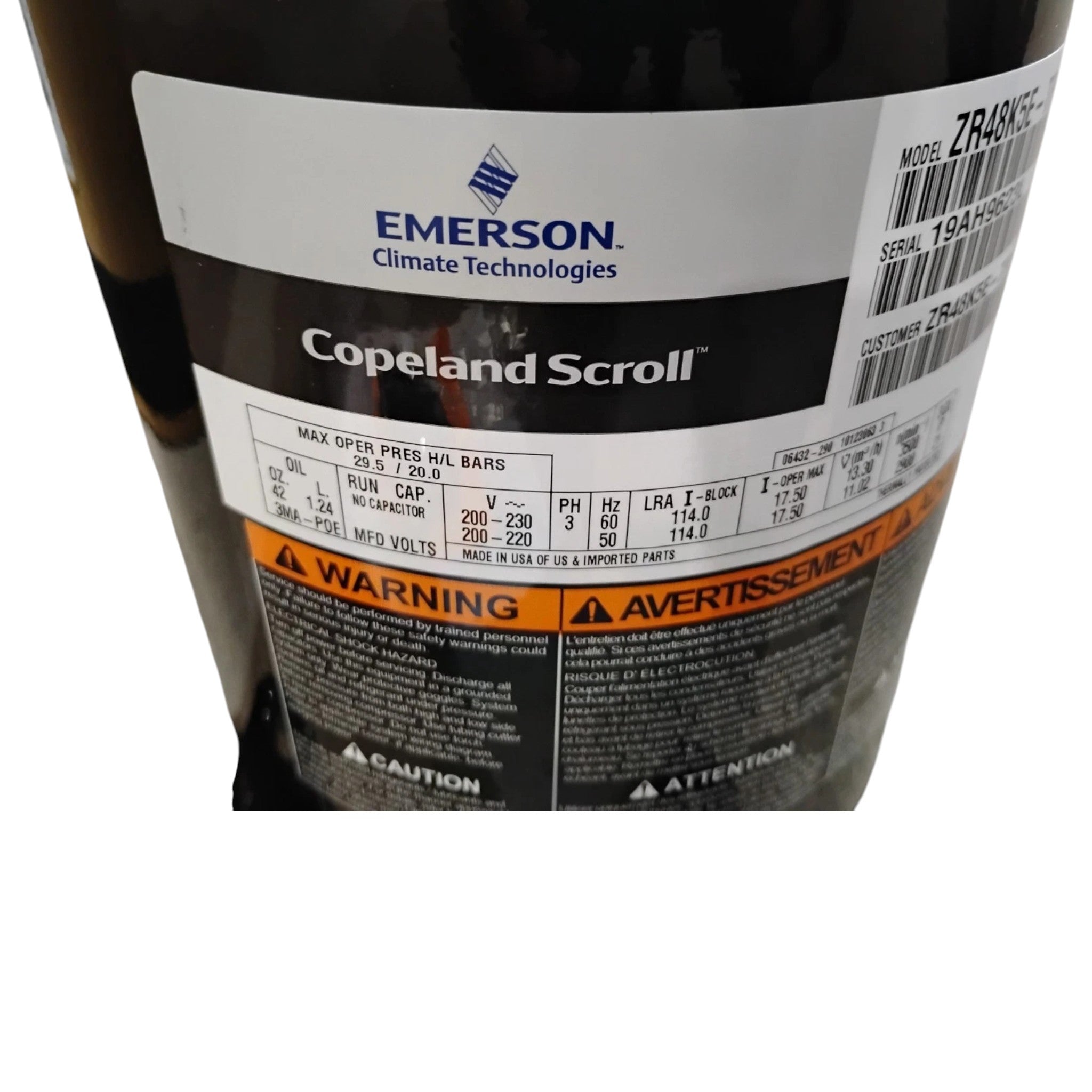 ZR48K5ETF5830 Genuine Copeland Scroll Compressor