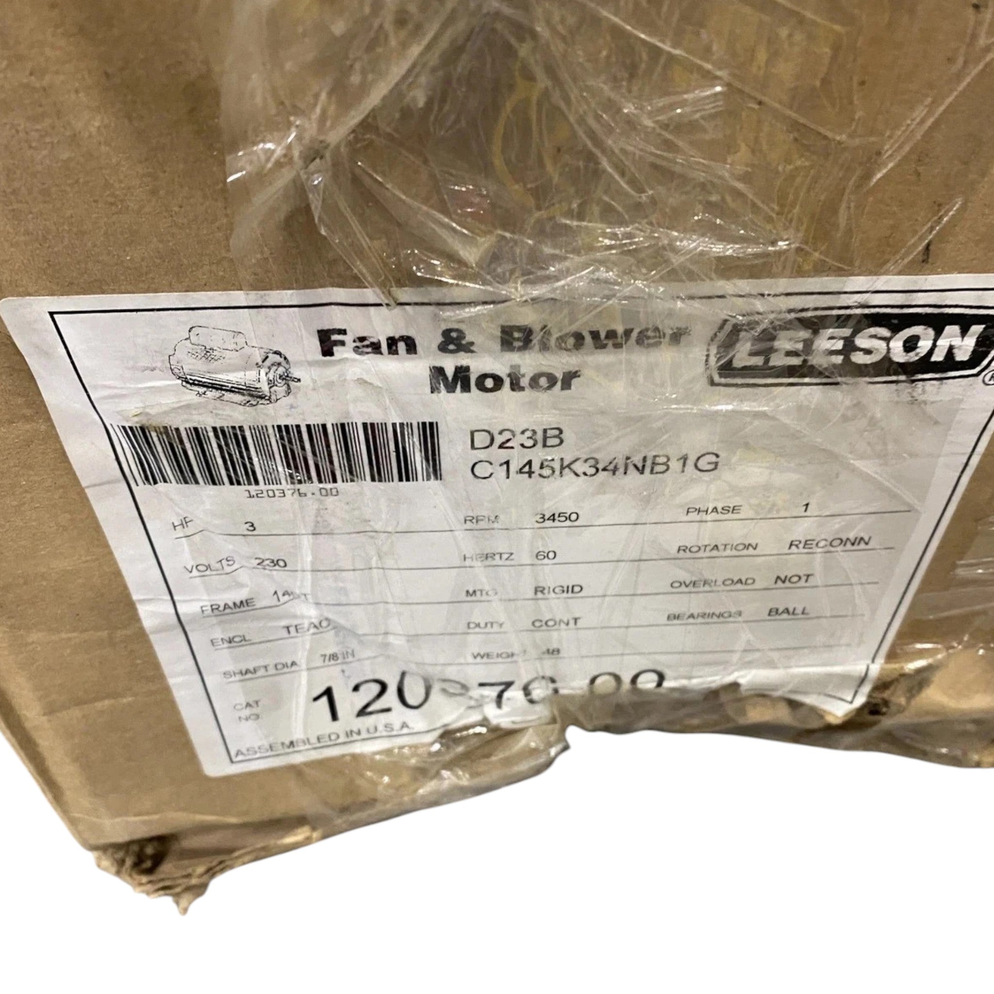 120376.00 Genuine Leeson Fan Blower Motor 230V HP3