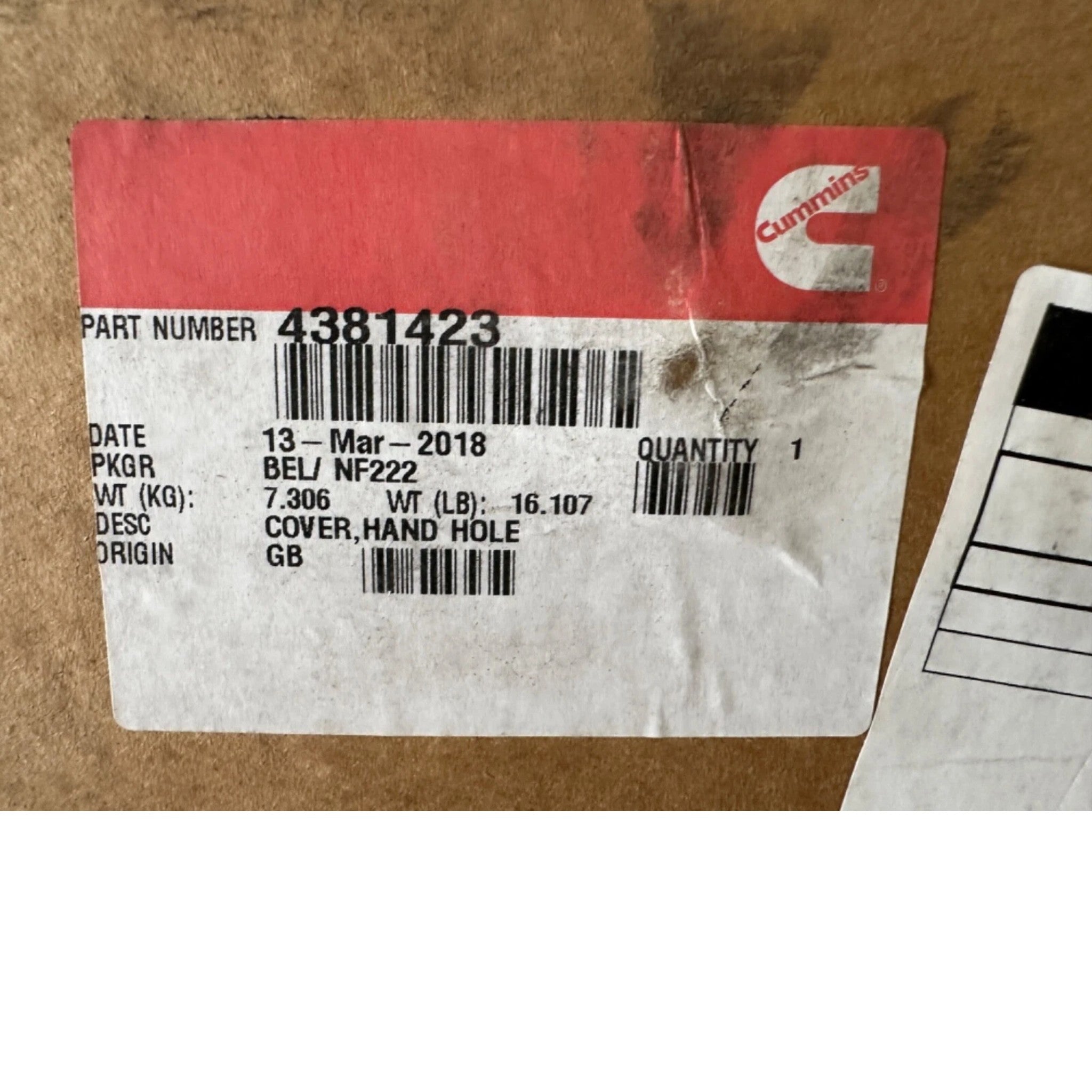 4924791 Genuine Cummins Hand Hole Cover