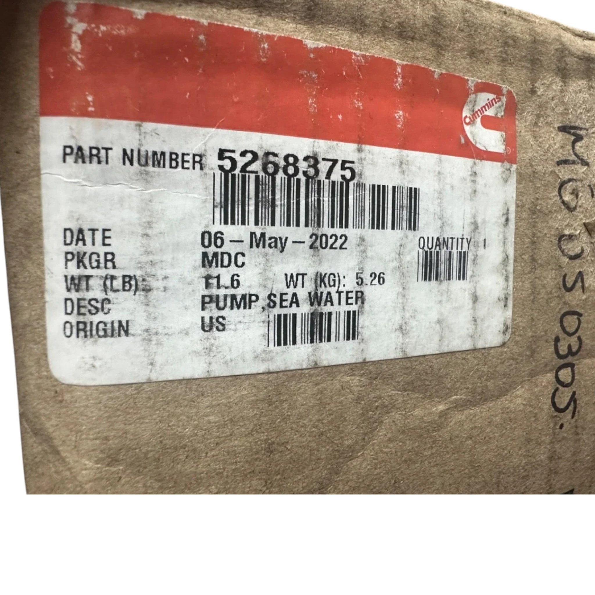 3974455 Genuine Cummins Sea Water Pump