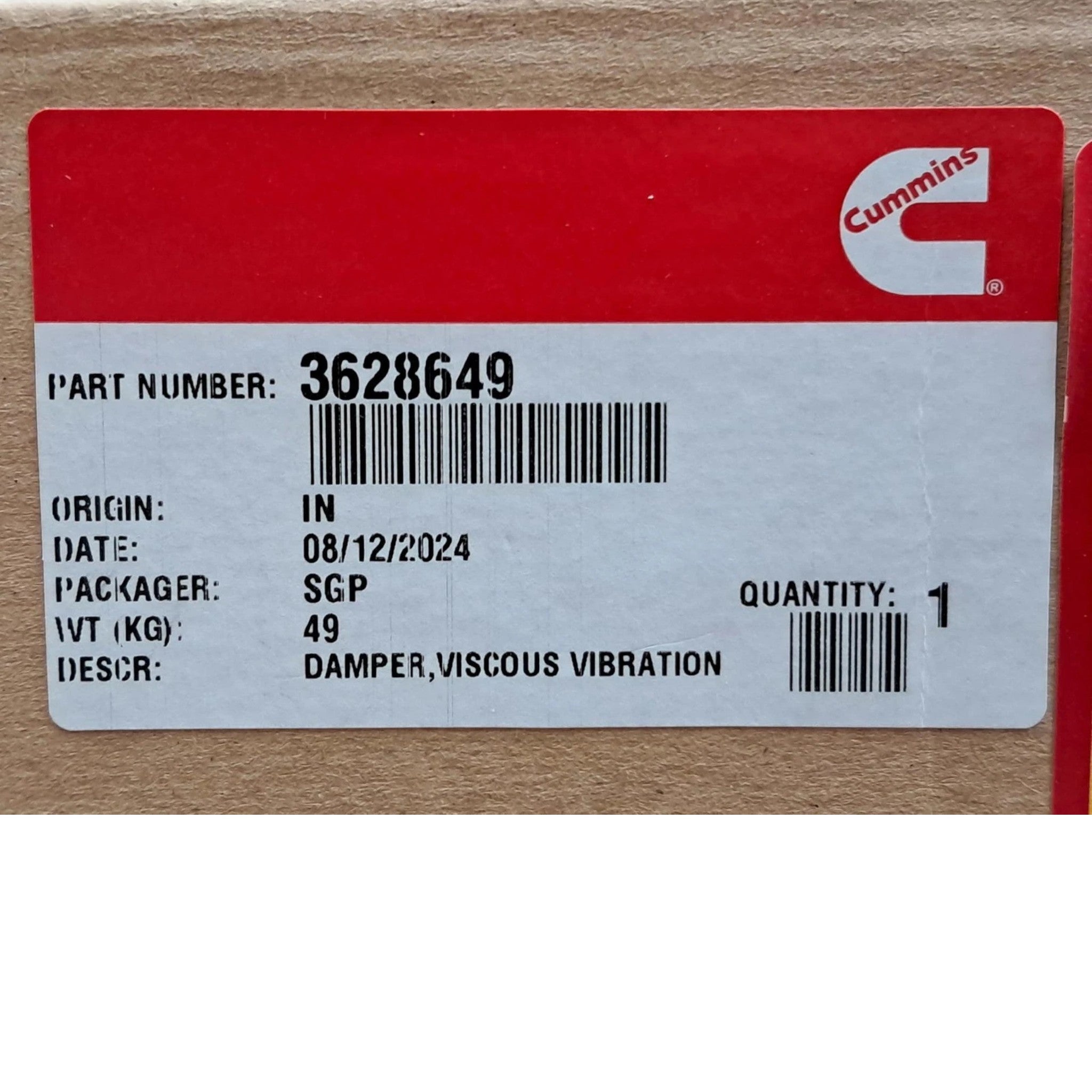 3628649 Genuine Cummins Viscous Vibration Damper