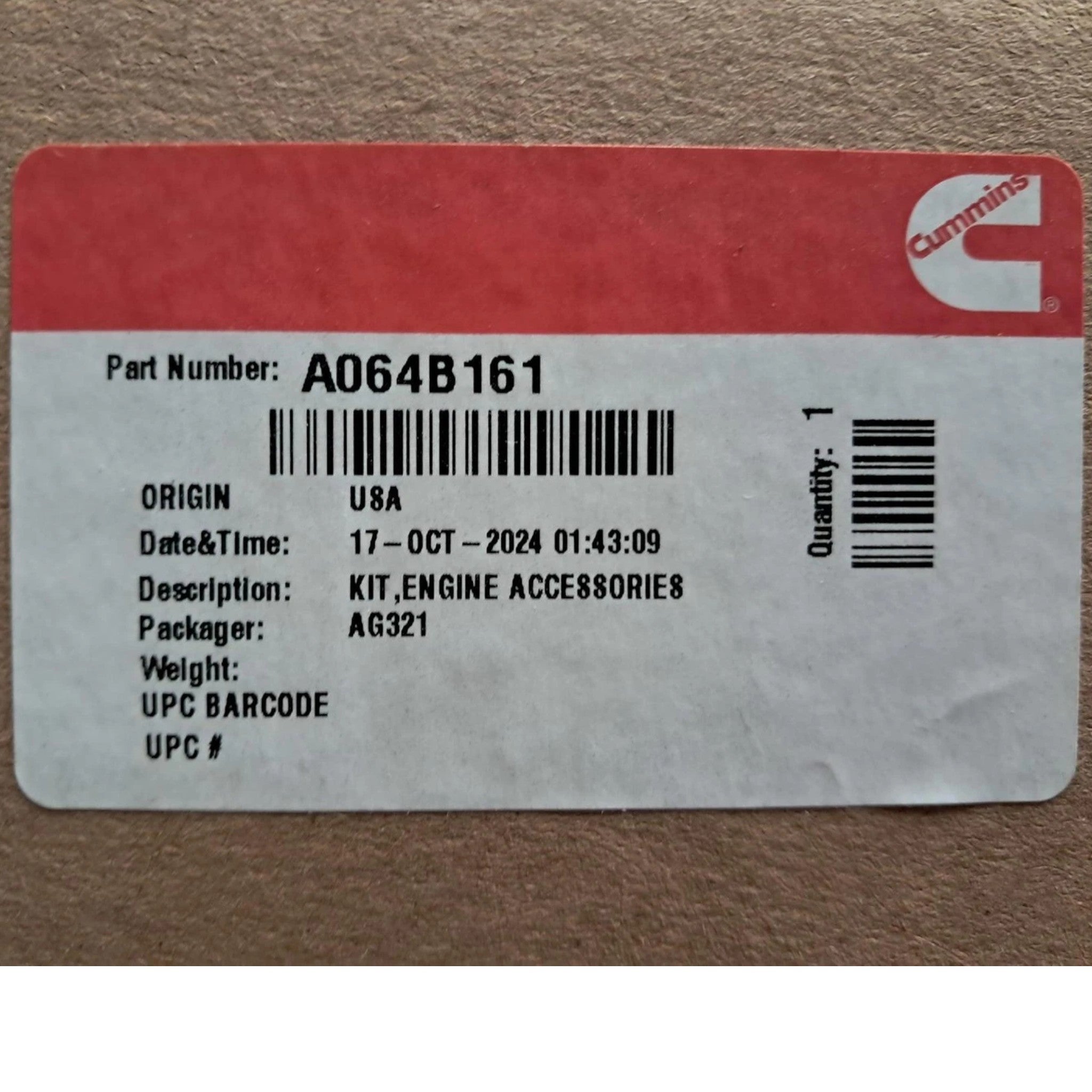 A064B161 Genuine Cummins Engine Accessories Kit