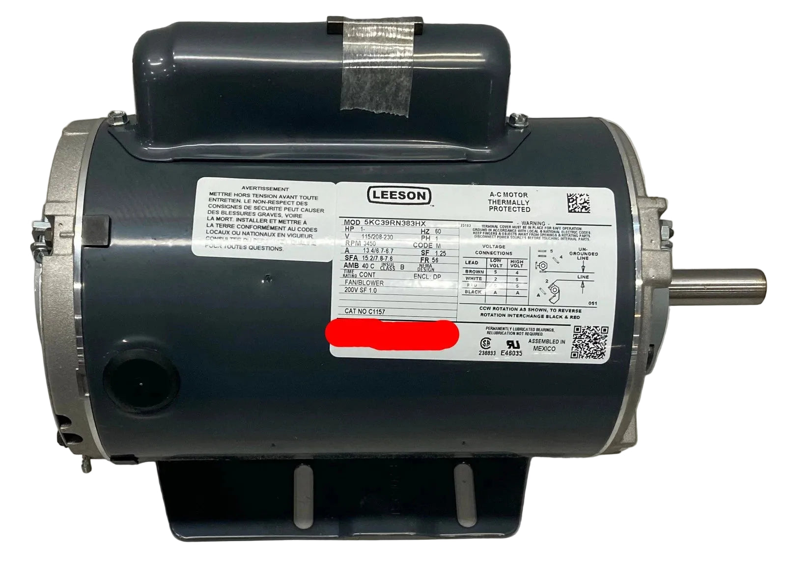 5KC39RN383HX Genuine Leeson General Purpose Motor 115/208-230V