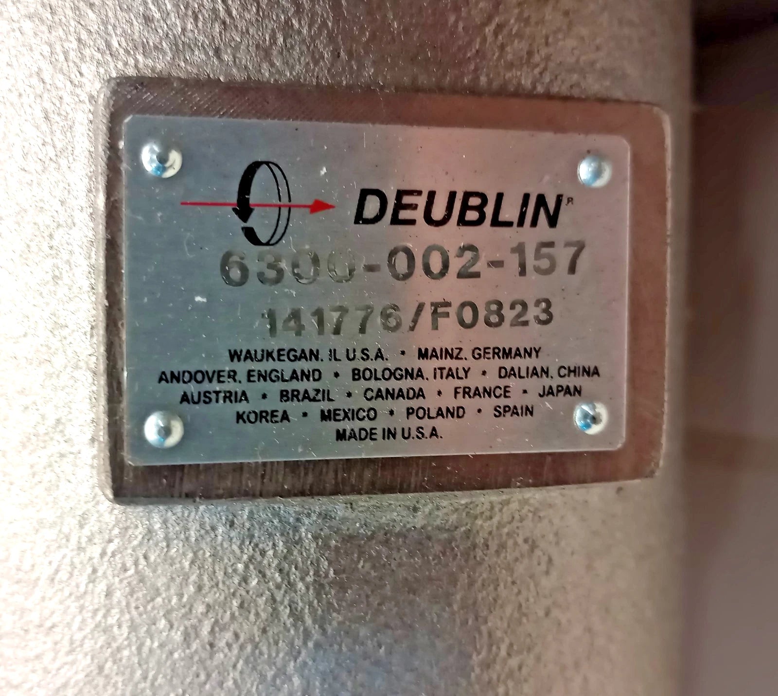6300-002-157 Deublin Rotary Union Hydraulic Fitting