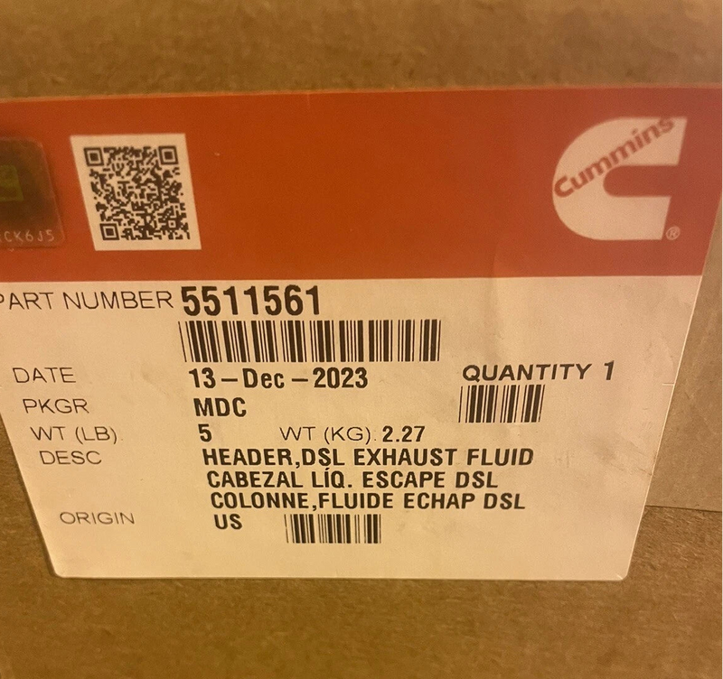 4378046 Genuine Cummins Diesel Exhaust Fluid Header