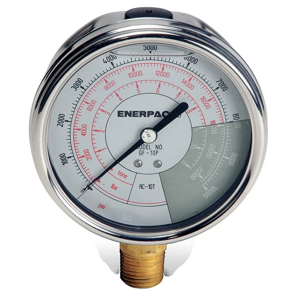 GF10P Genuine Enerpac Pressure Gauge 0 to 10,000 PSI 1/2 in NPT Stainless Steel
