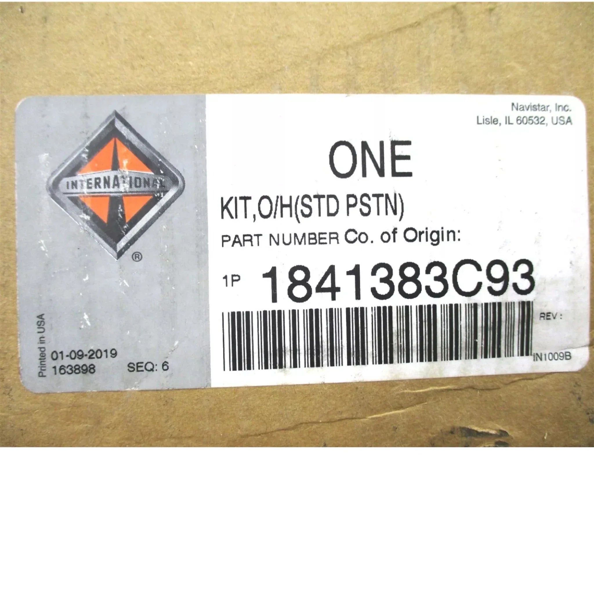 1841383C91 Genuine International Engine Overhaul Piston Works Kit