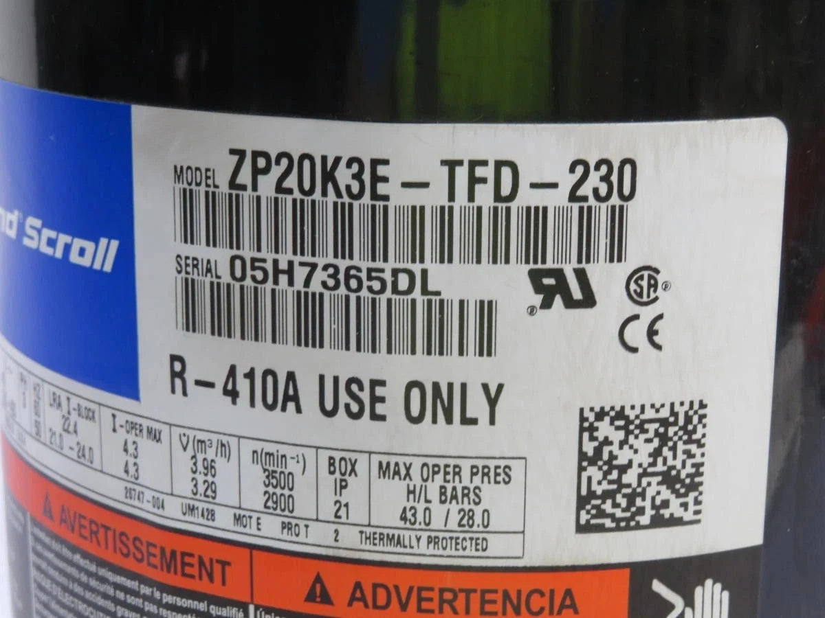 ZP20K3ETFD230 Genuine Copeland Scroll Compressor 460V