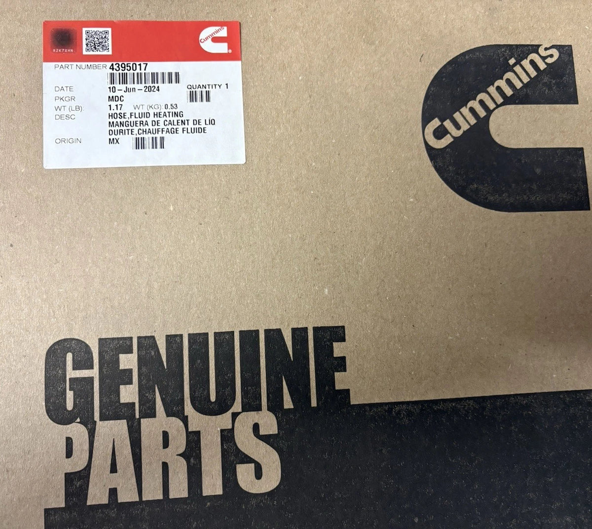 4395017 Genuine Cummins Fluid Heating Hose
