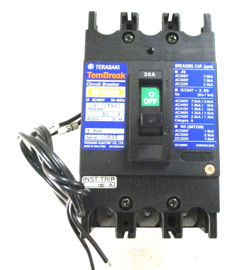 Circuit Breaker Terasaki XE100NS 3-POLE 30A 660V 12VDC Shunt Trip