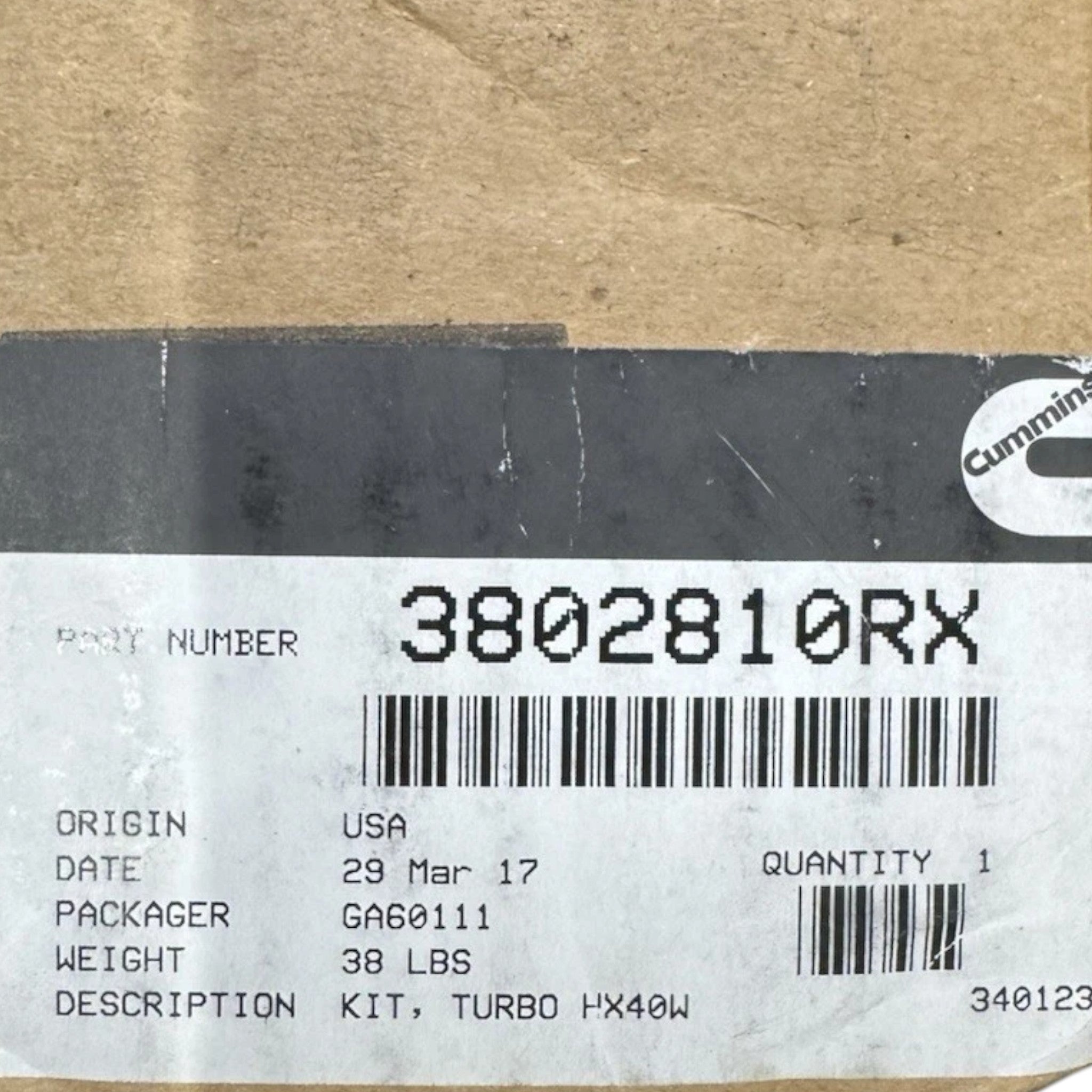4089403RX Genuine Cummins Turbocharger