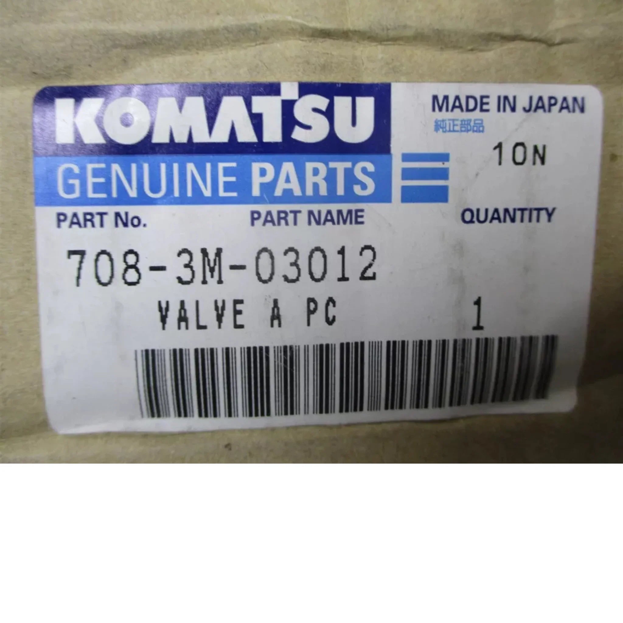708-3M-03012 Genuine Komatsu Valve Assembly