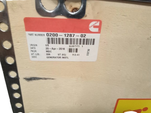 0200-1287-02 Genuine Cummins Generator Installation