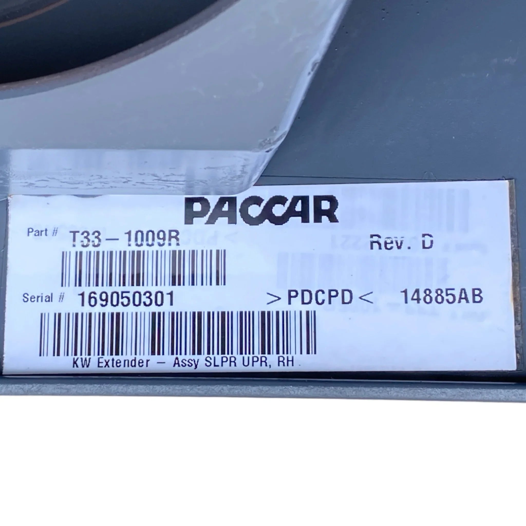 T331009R Genuine Kenworth Extender - Assembly Sleeper Upper