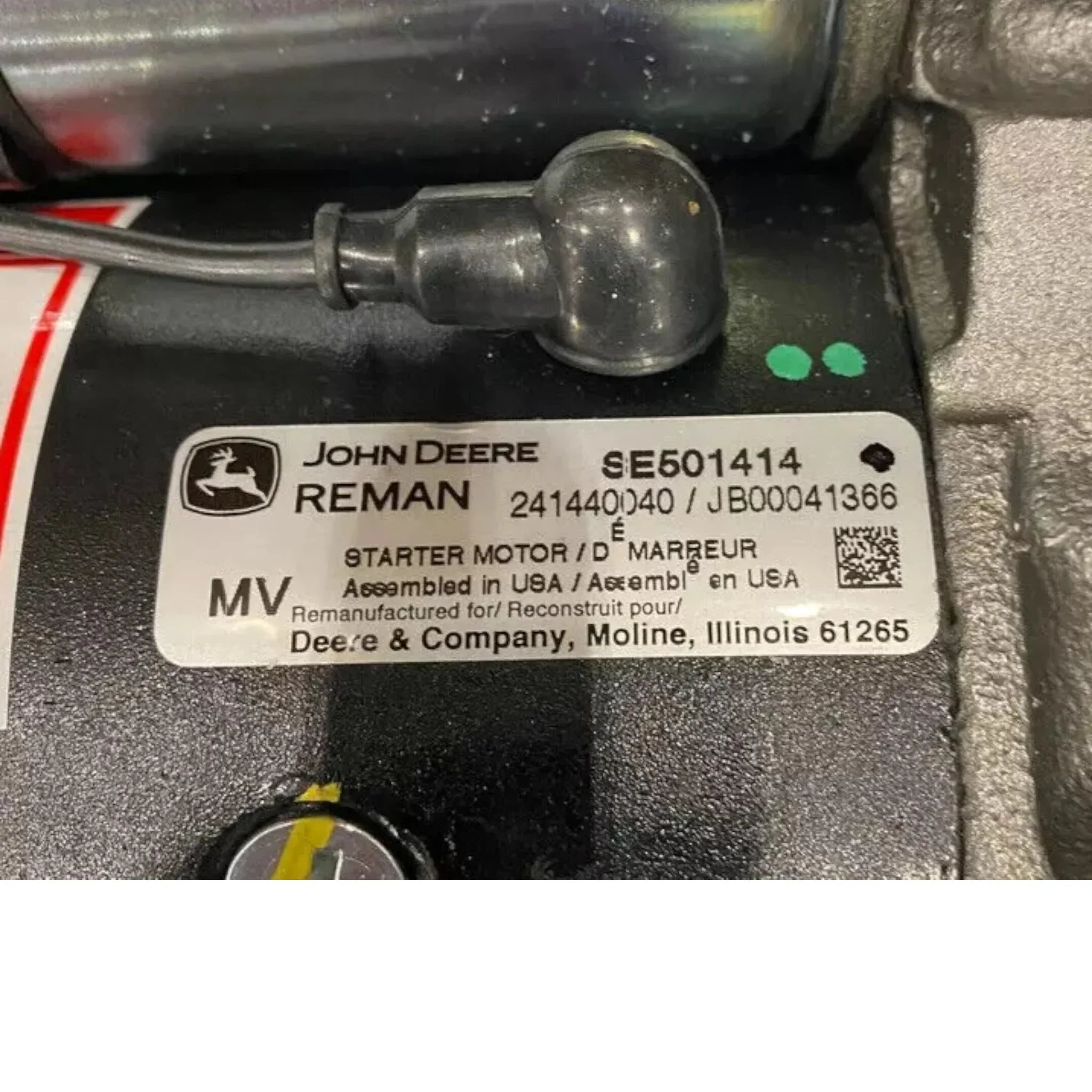 TY25960 Genuine John Deere Starter Motor 12 Volts