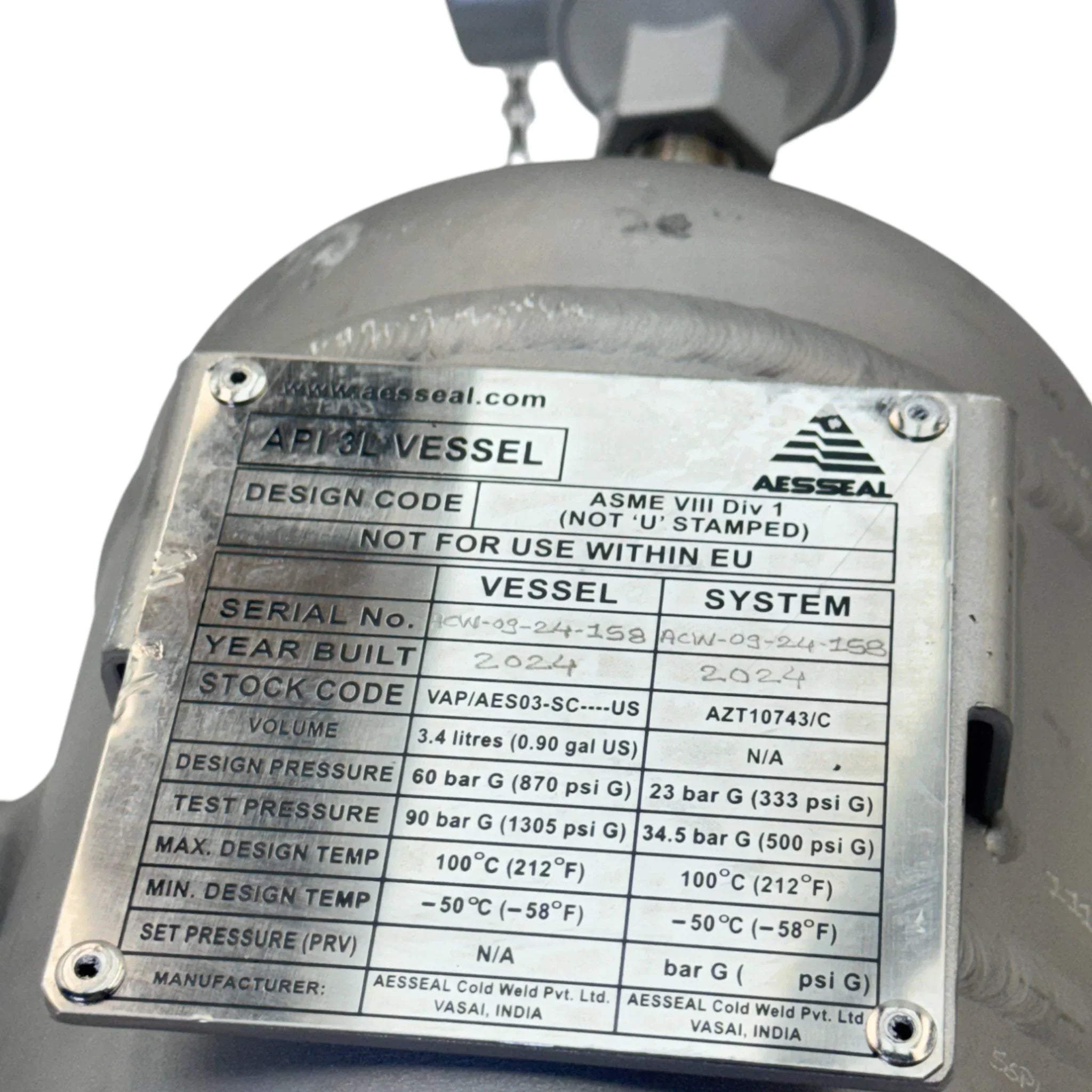 VAP/AES03-SC Aesseal API 3L Vessel