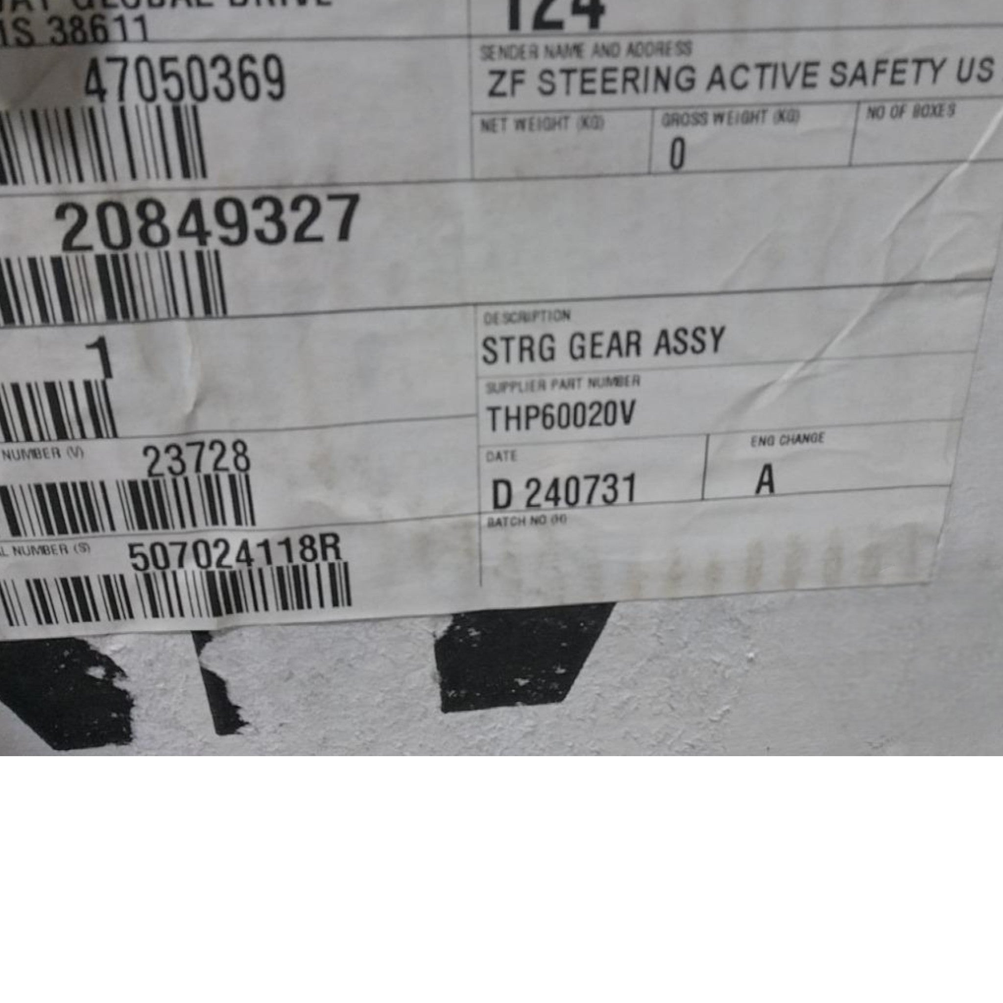 20849327 Genuine Mack Steering Gear