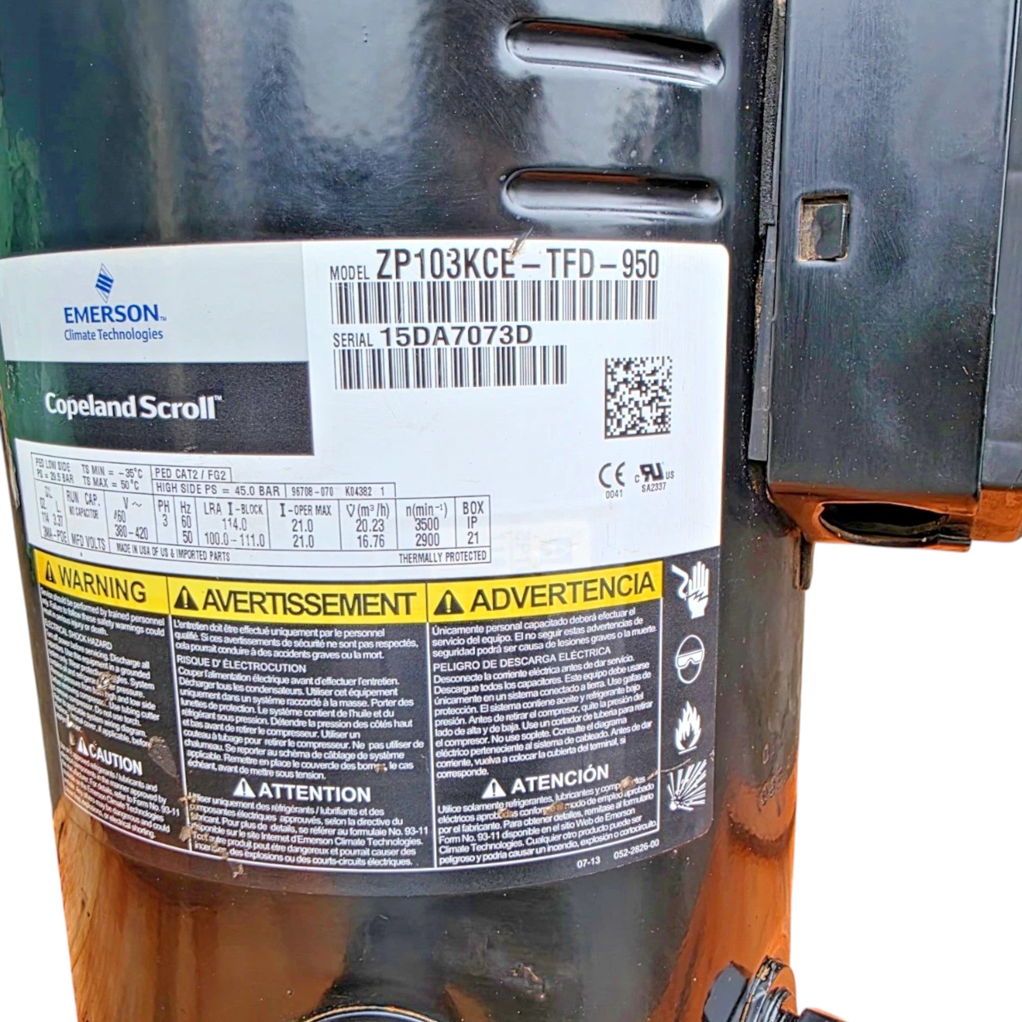 ZP103KCETFD950 Genuine Copeland Scroll Compressor