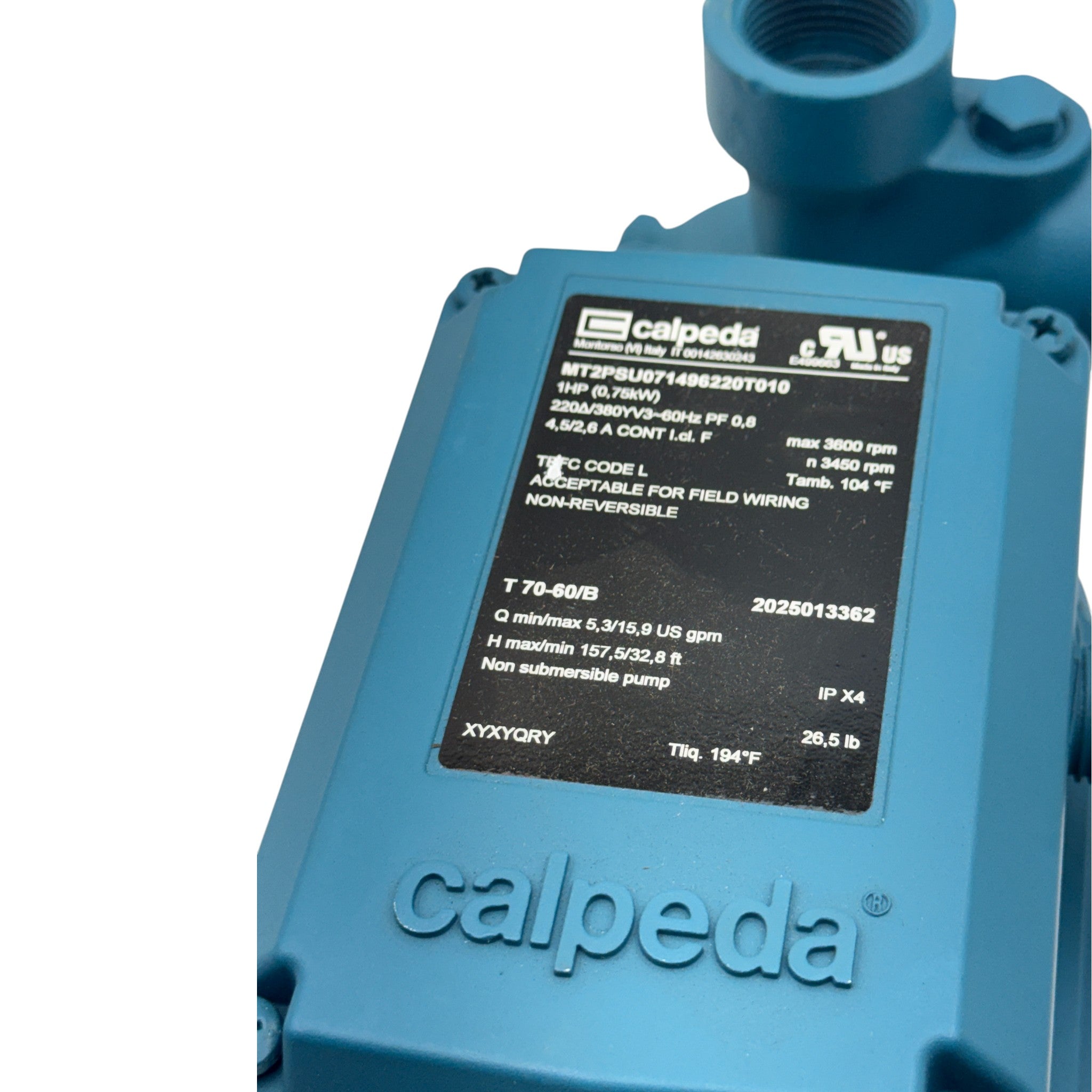 MT2PSU071496220T010 Calpeda Centrifugal Water Pump 220V