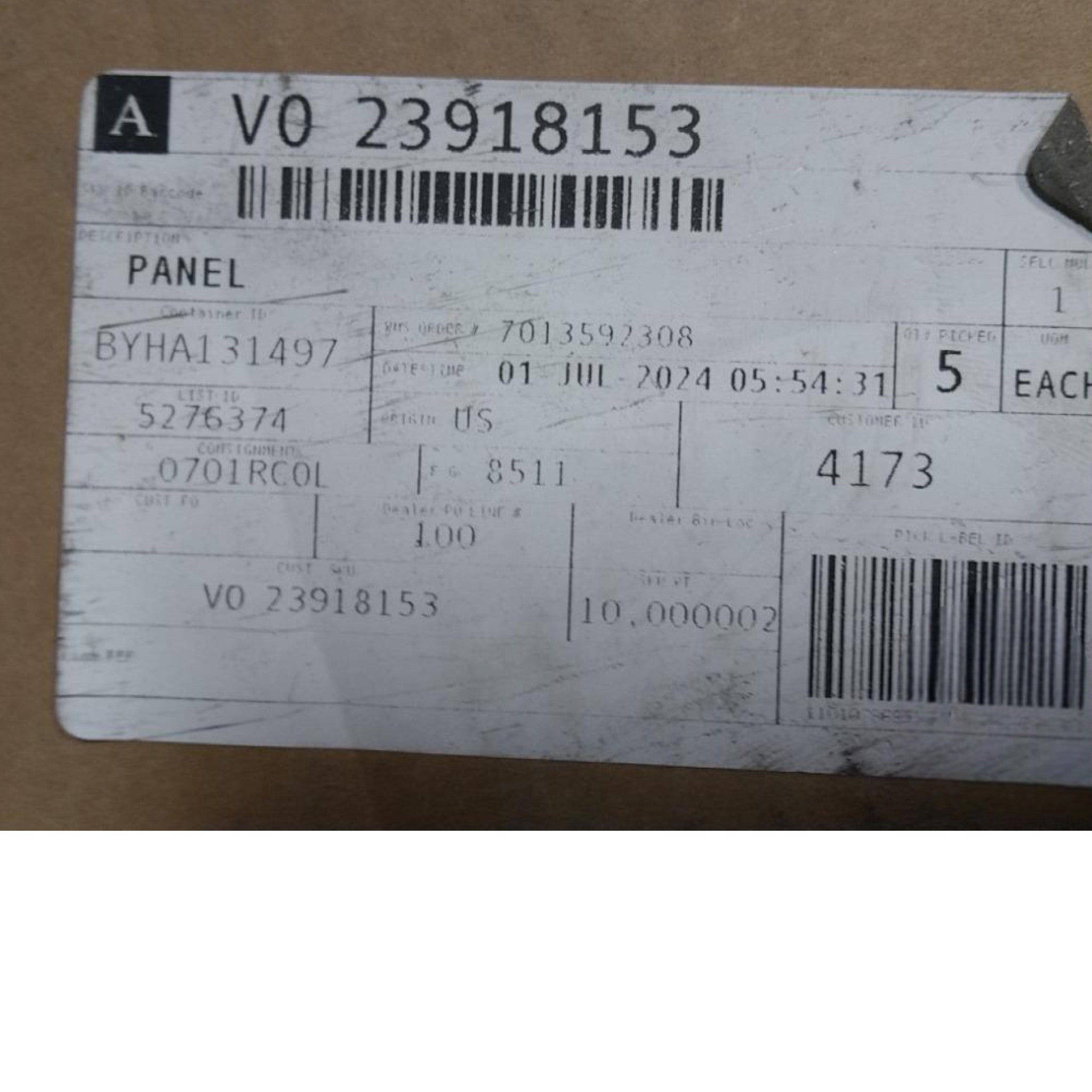 23918153 Genuine Mack Panel