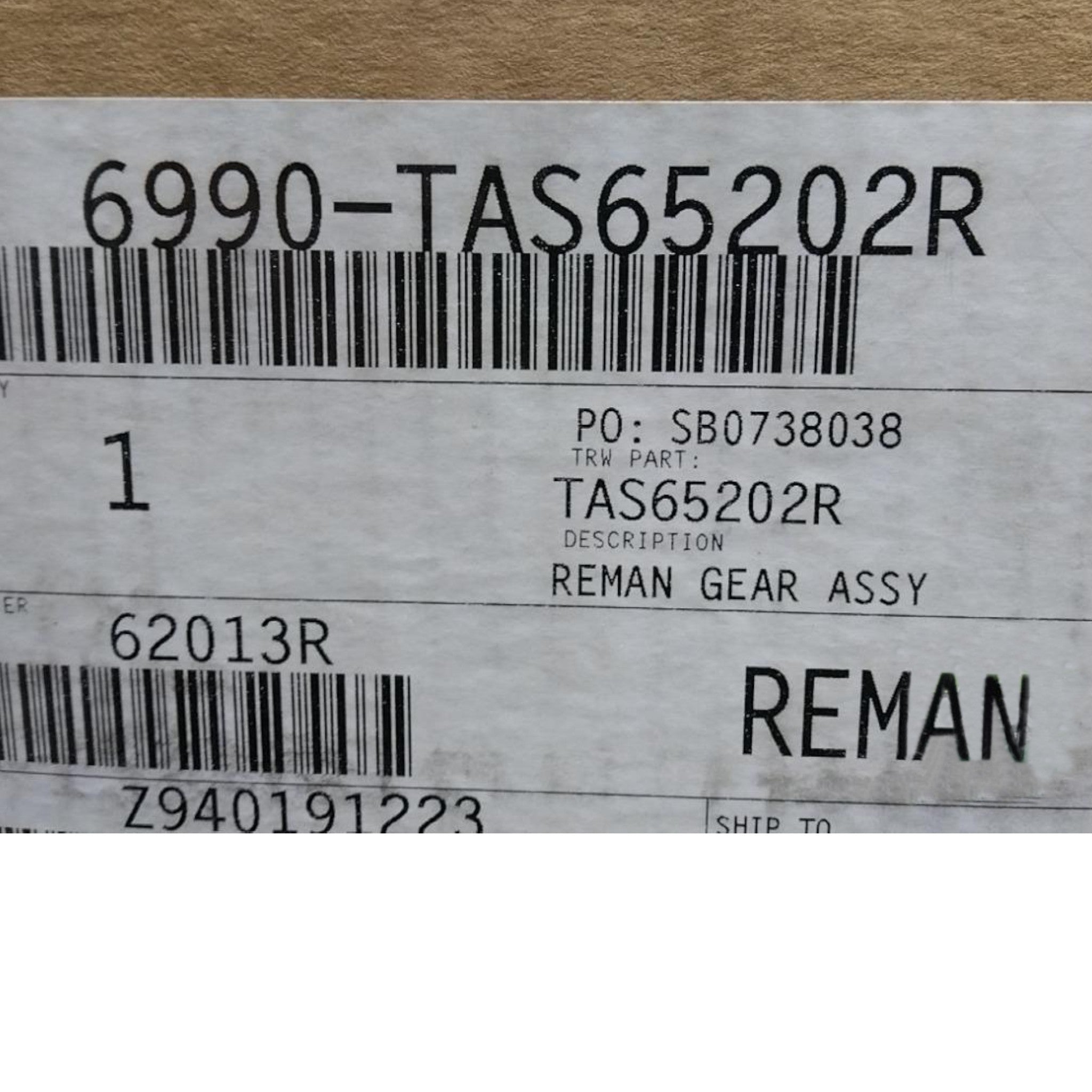 6990-TAS65202R Genuine Mack Steering Gear