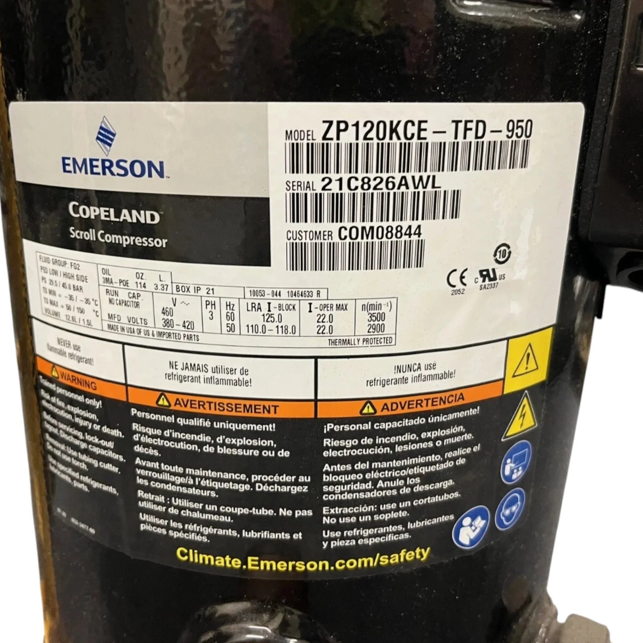 ZP120KCE-TFD-950 Copeland Scroll Compressor