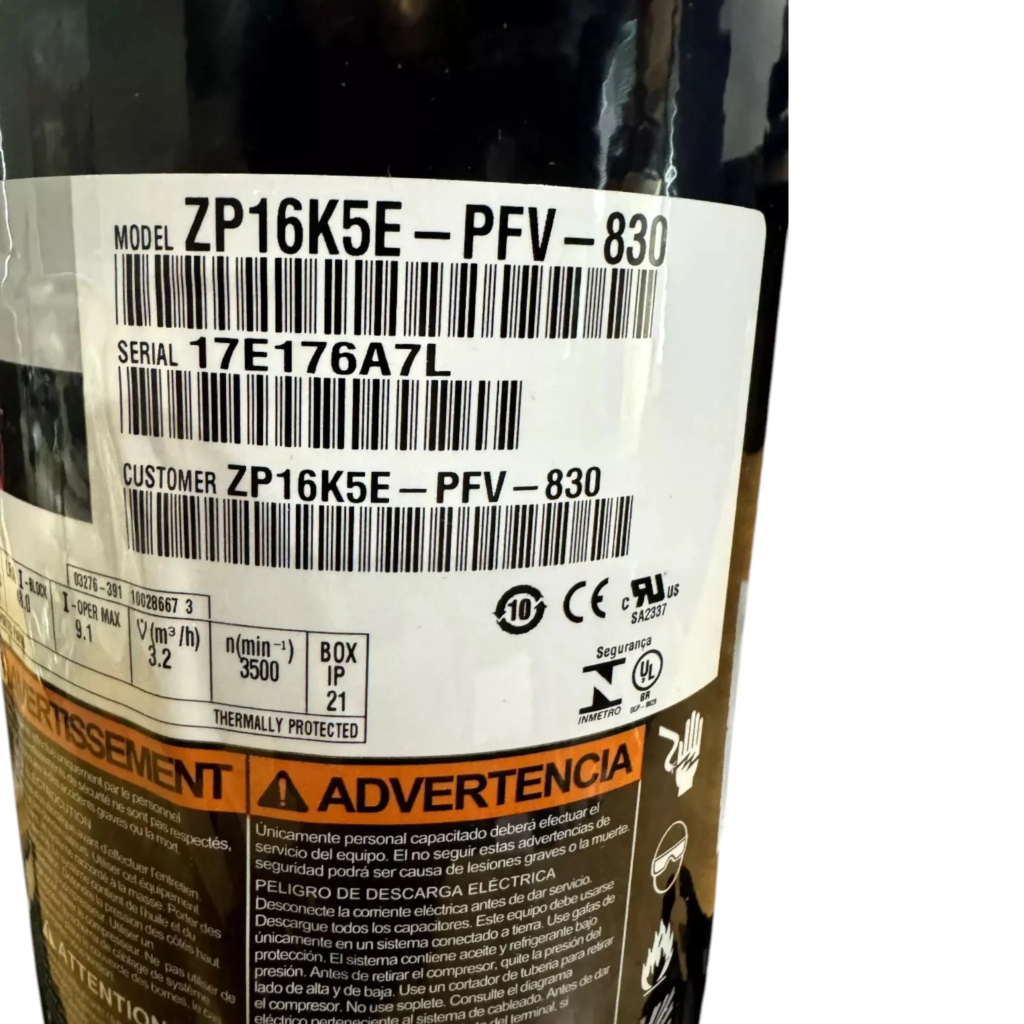 ZP16K5E PFV 830 Genuine Copeland Scroll Compressor 208/230V
