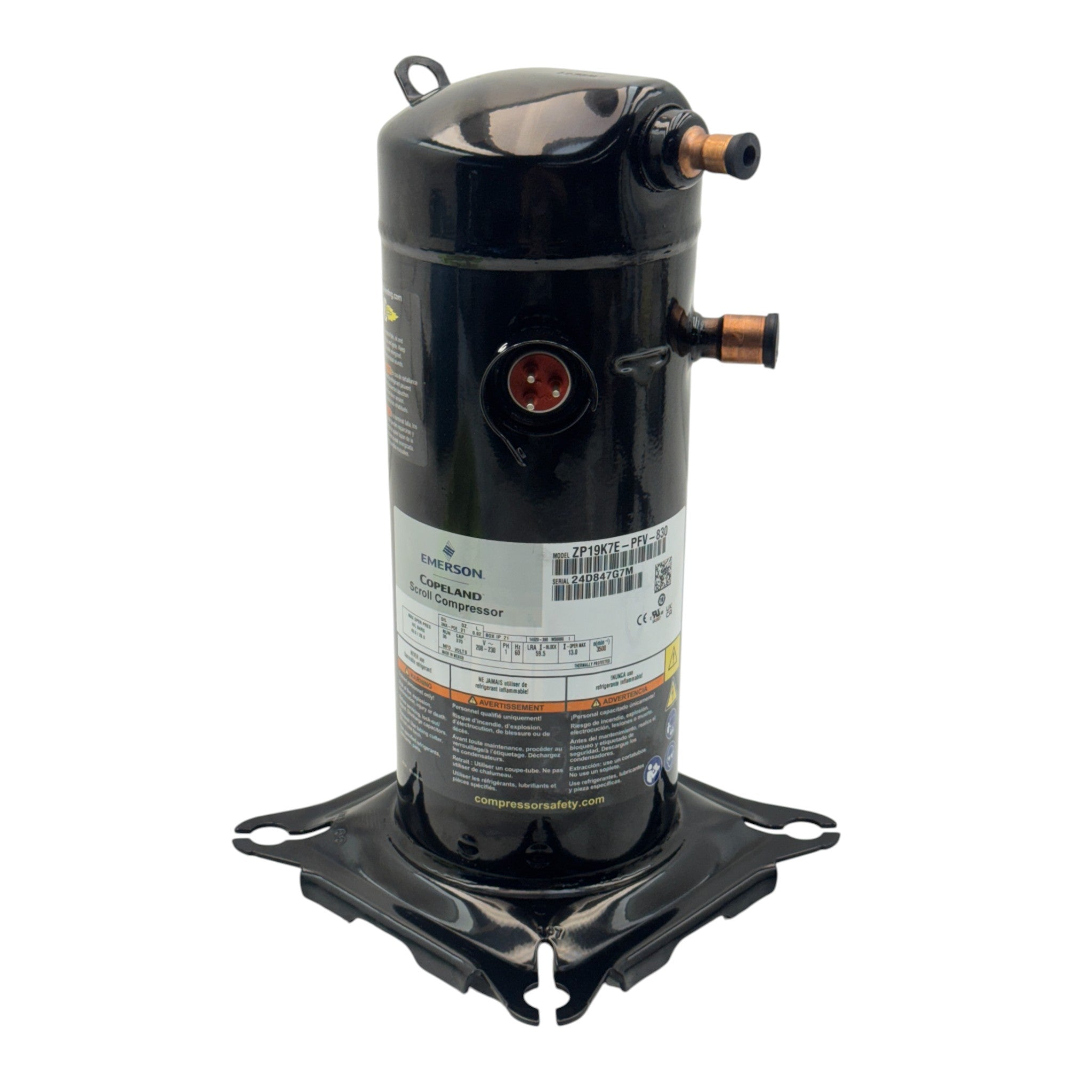 ZP19K7E PFV 830 Genuine Copeland Scroll Compressor 208-230V