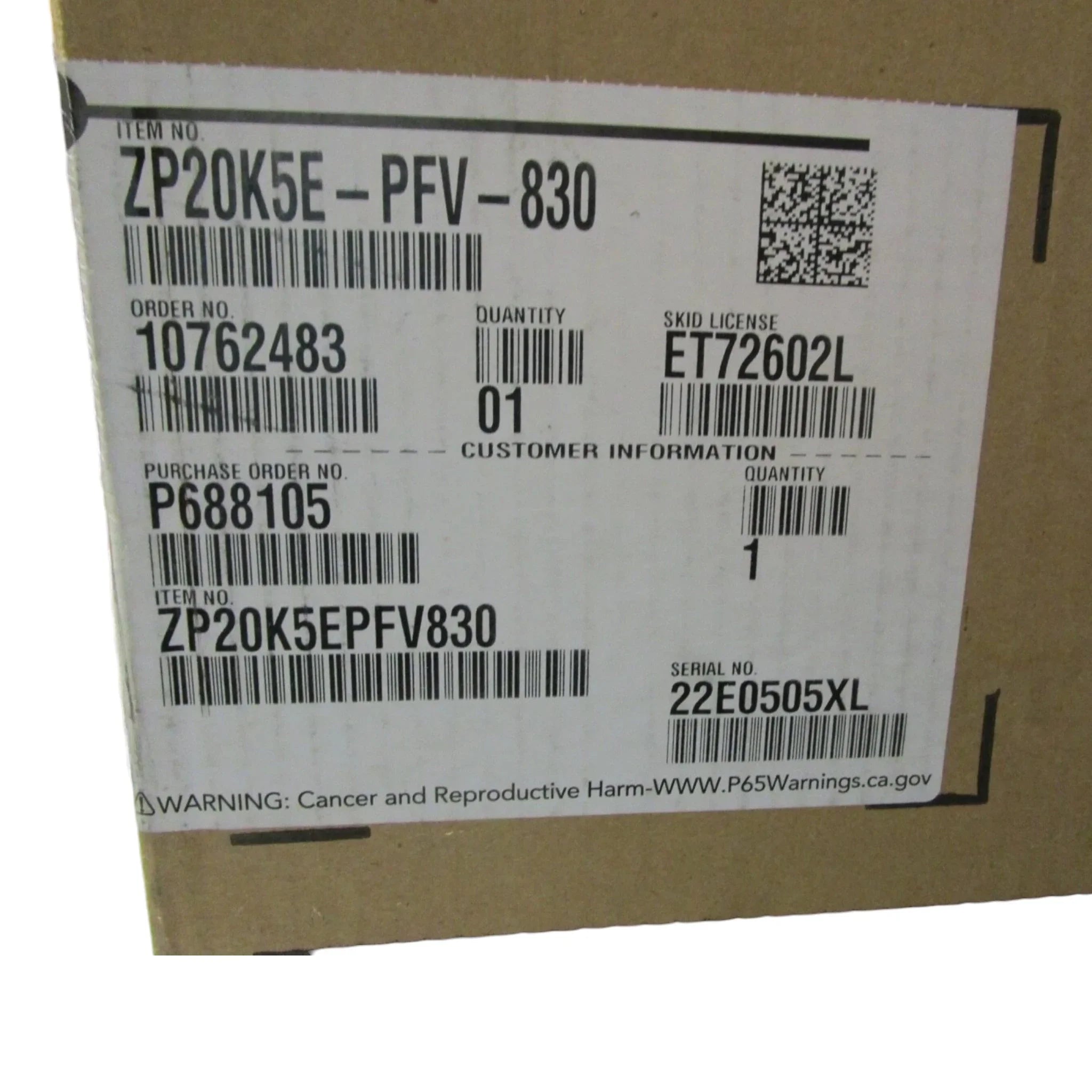 ZP20K5EPFV830 Genuine Copeland Scroll Compressor
