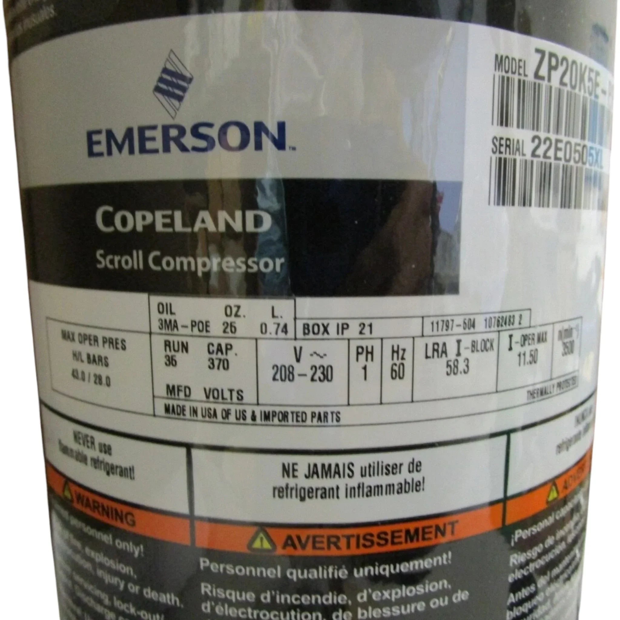 ZP20K5EPFV830 Genuine Copeland Scroll Compressor