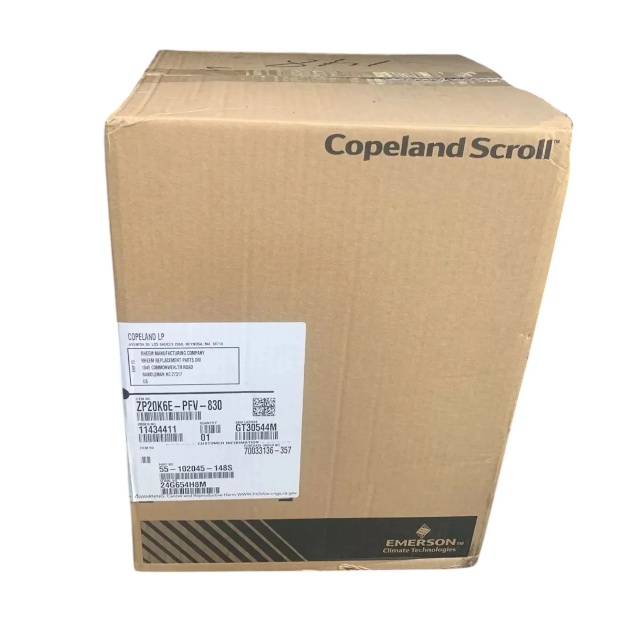 ZP20K6EPFV830 Genuine Copeland Scroll Compressor