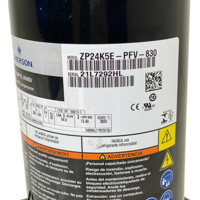 ZP24K5E-PFV-830 Genuine Copeland Scroll Compressor - ADVANCED TRUCK PARTS