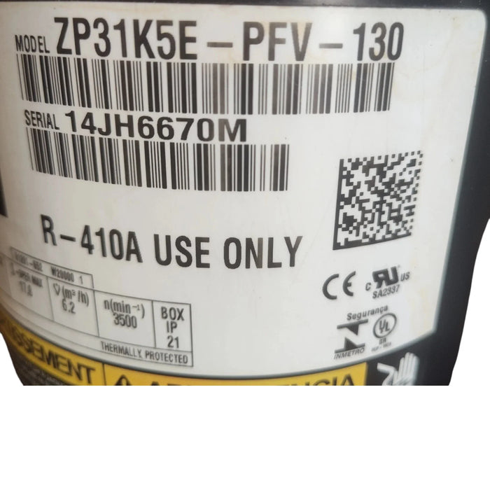 ZP31K5E-PFV-130 Genuine Copeland Scroll Compressor 208-230