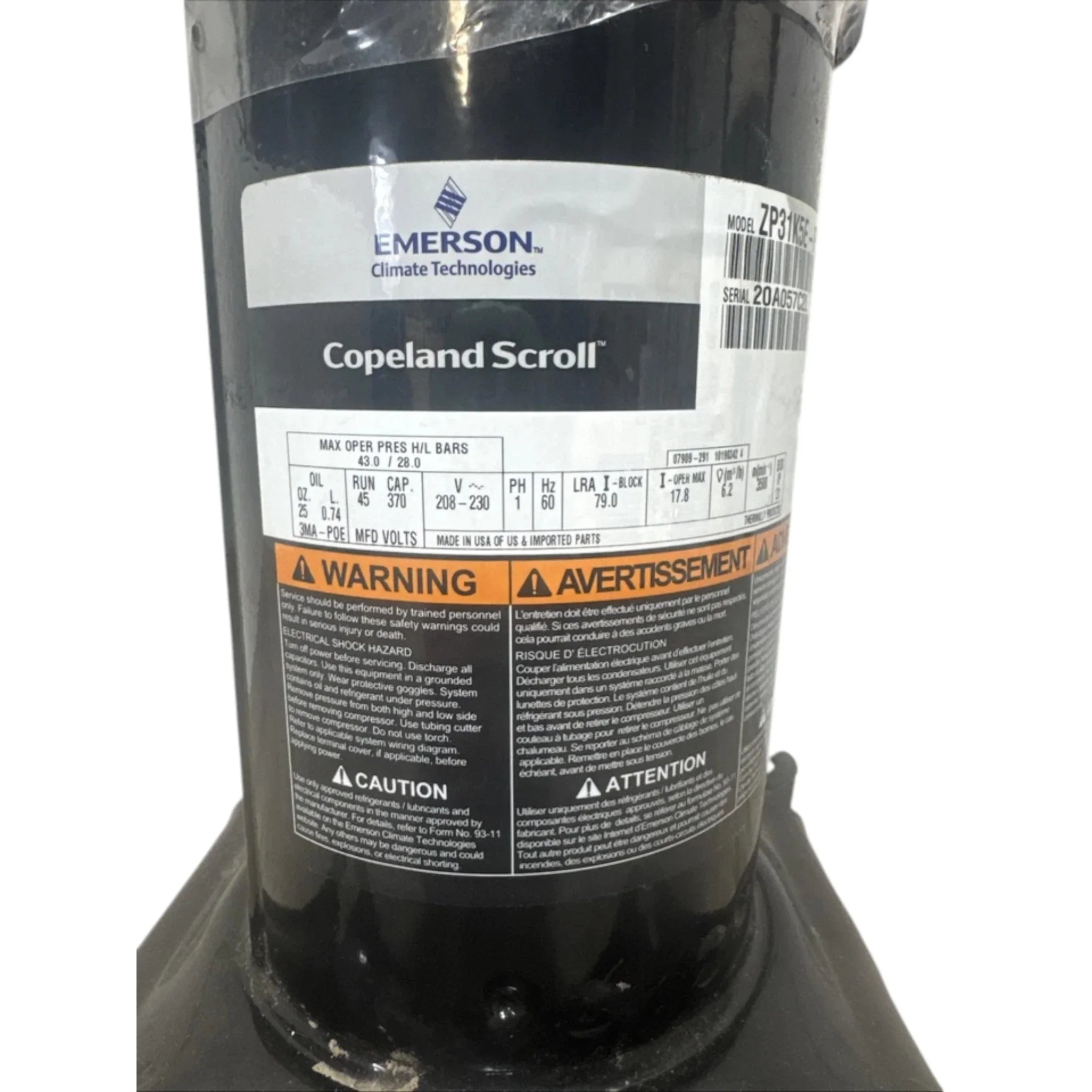 ZP31K5E-PFV-7M2 Copeland Scroll Compressor