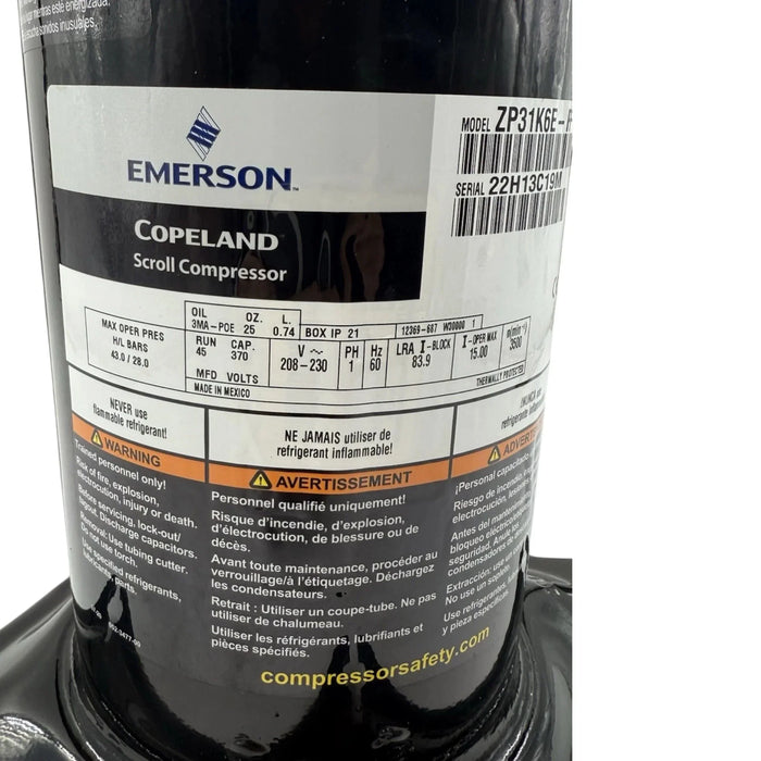 ZP31K6EPFV830 Genuine Copeland Scroll Compressor