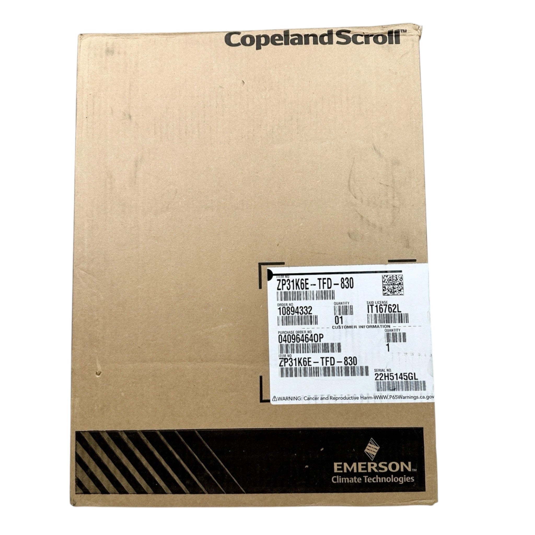 ZP31K6ETFD830 Genuine Copeland Scroll Compressor