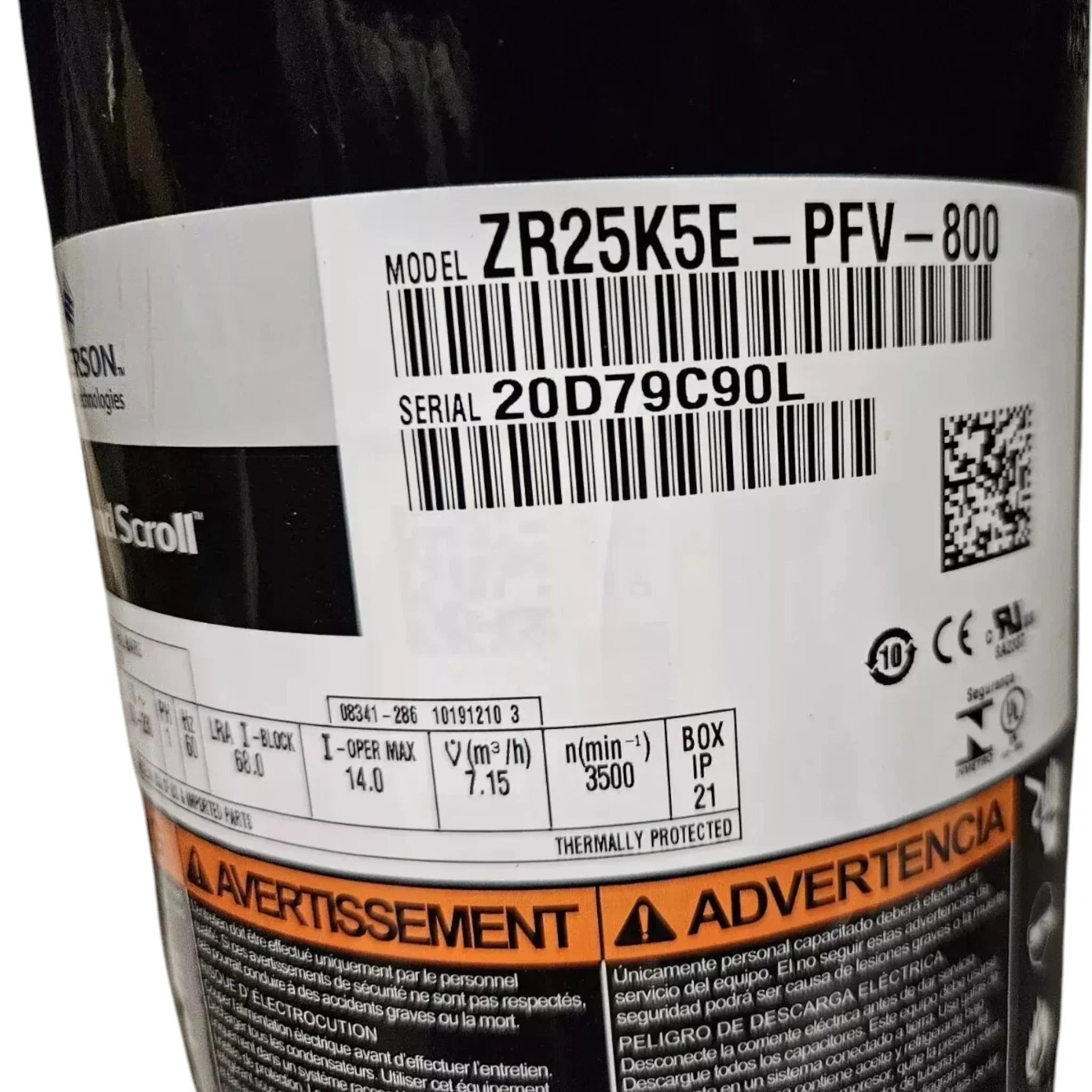 ZP38K5E-PFV-830 Genuine Copeland Scroll Compressor 208-230V